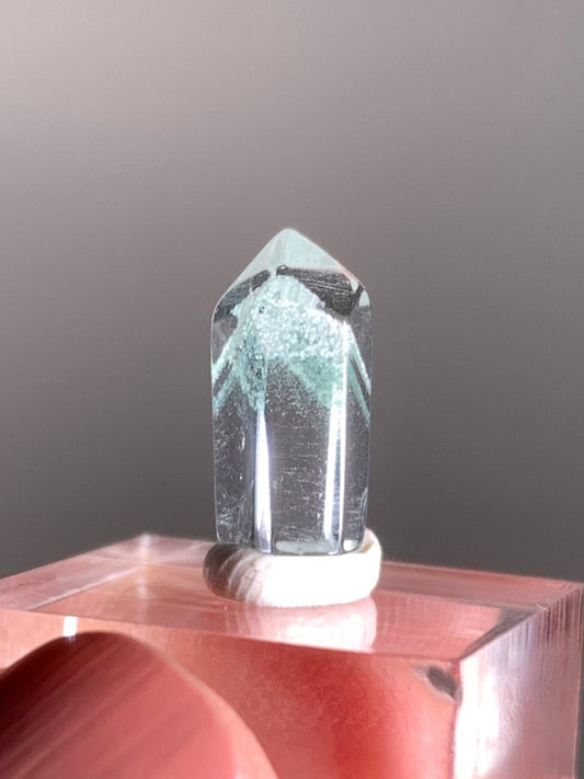 Polished Phantom Quartz Tower with Rare Tiffany Blue Color from Madagascar