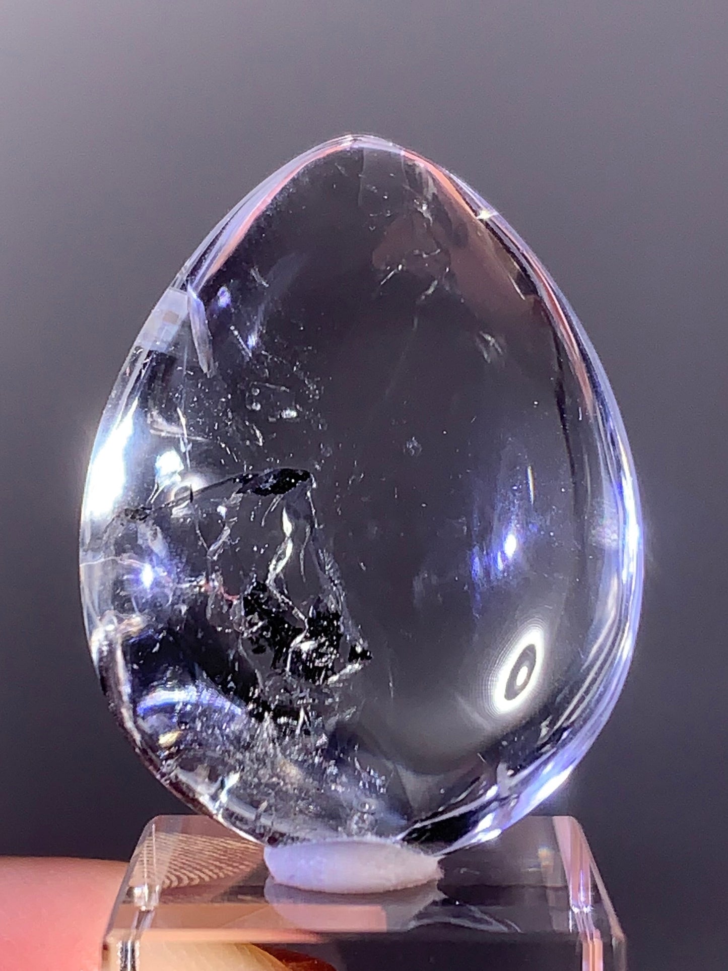Top-Grade Polished Enhydro Quartz Teardrop with Falling Carbon Sand