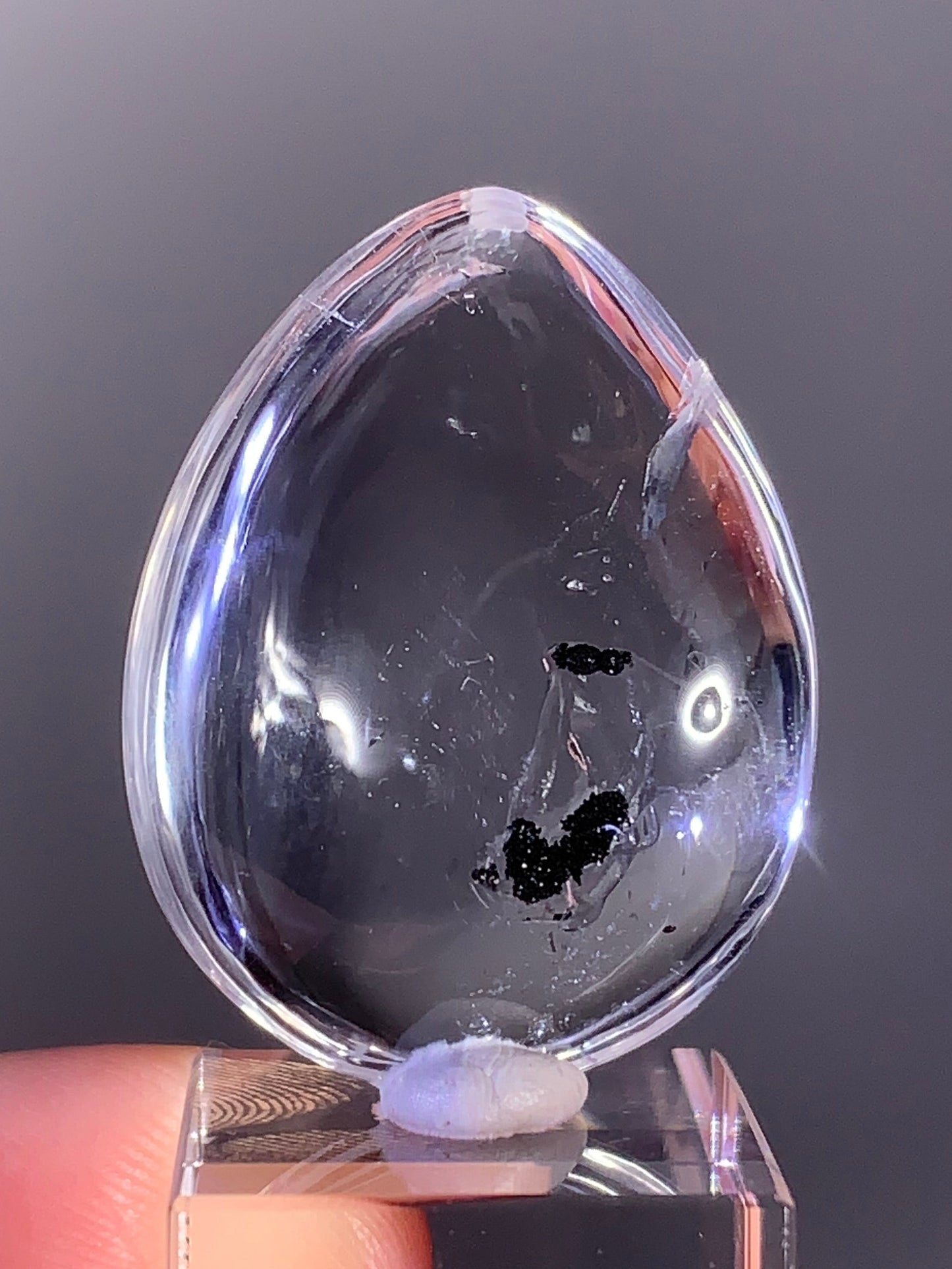 Top-Grade Polished Enhydro Quartz Teardrop with Falling Carbon Sand