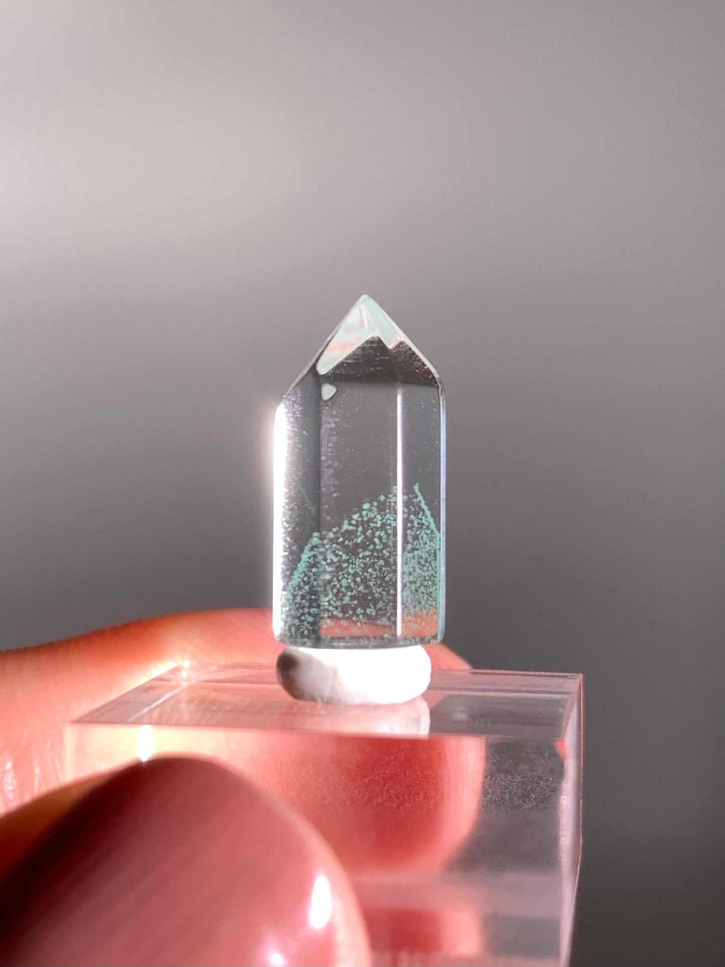 Polished Phantom Quartz Tower with Rare Tiffany Blue Color from Madagascar