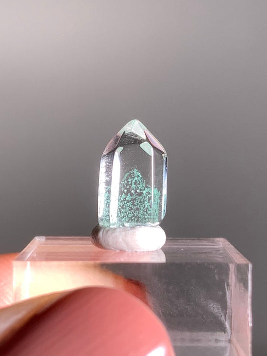 Polished Phantom Quartz Tower with Rare Tiffany Blue Color from Madagascar