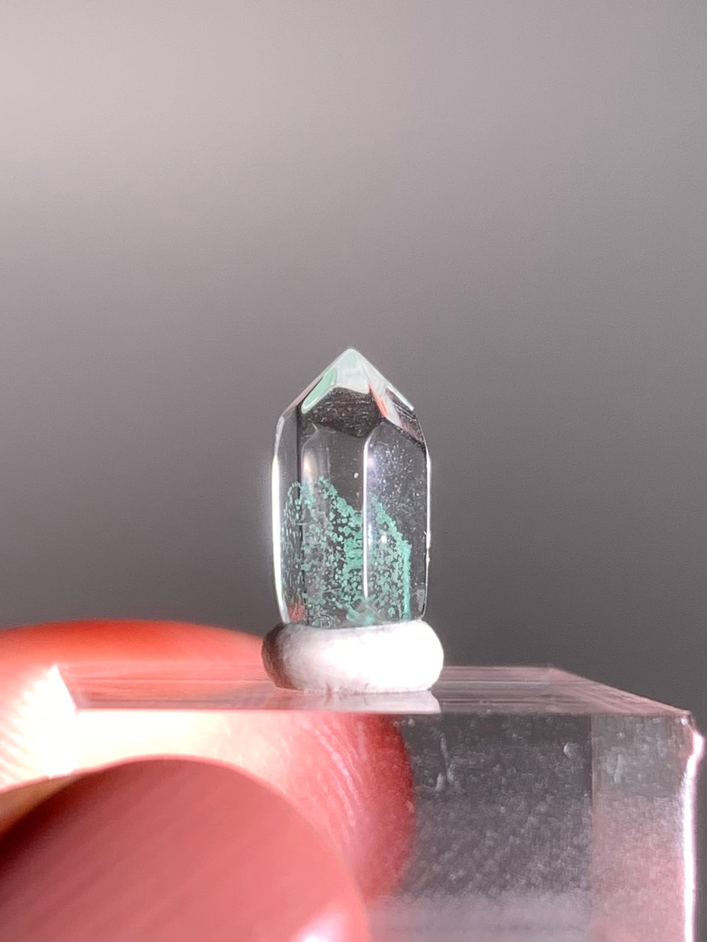 Polished Phantom Quartz Tower with Rare Tiffany Blue Color from Madagascar