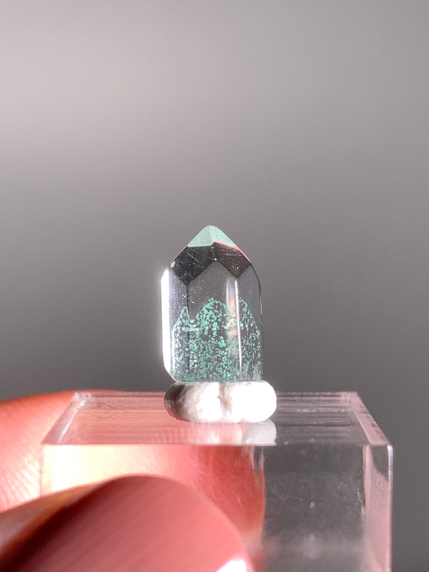 Polished Phantom Quartz Tower with Rare Tiffany Blue Color from Madagascar