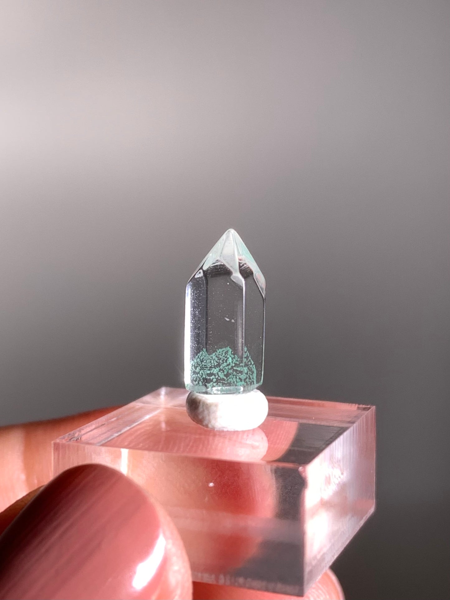 Polished Phantom Quartz Tower with Rare Tiffany Blue Color from Madagascar