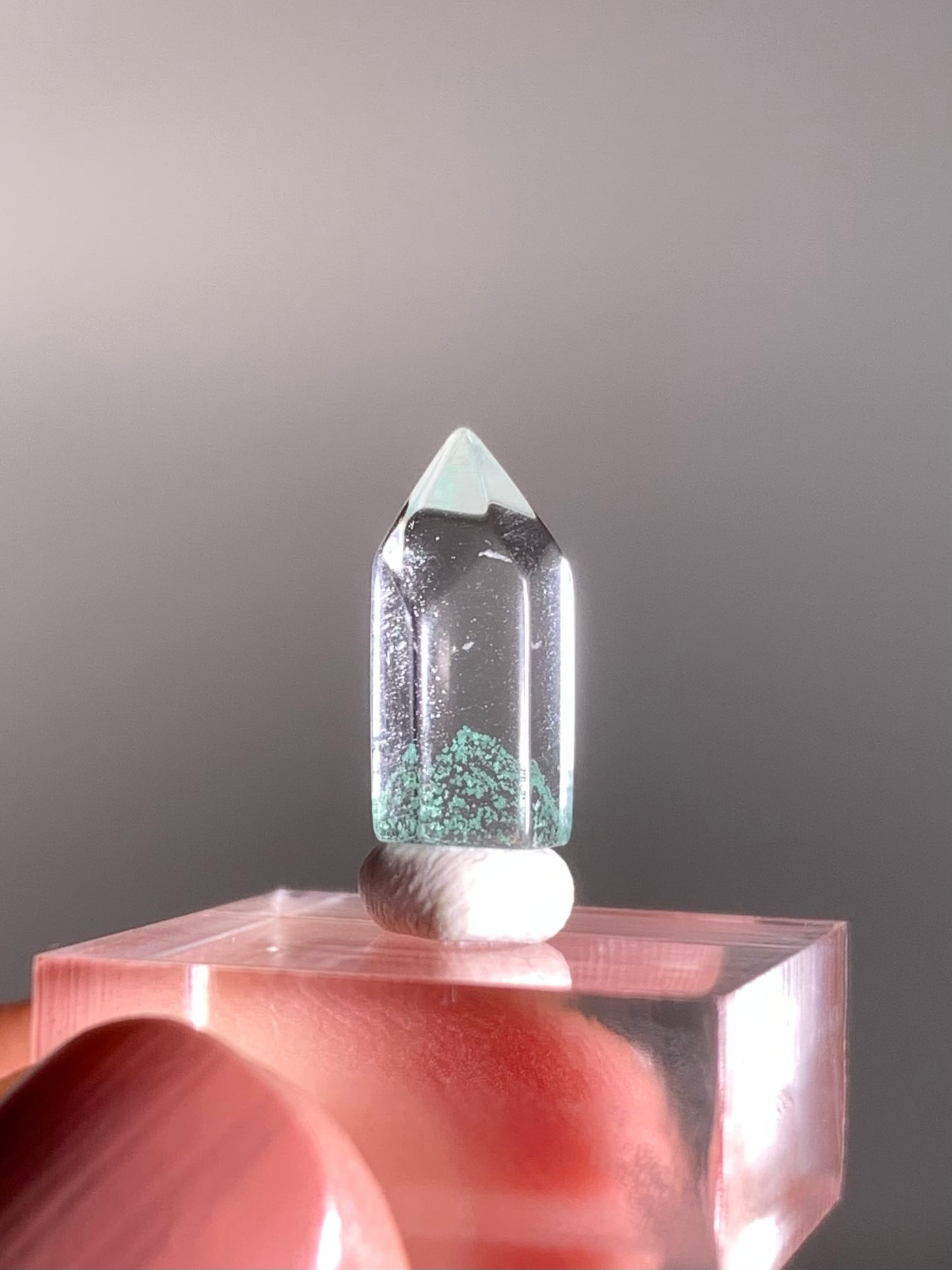 Polished Phantom Quartz Tower with Rare Tiffany Blue Color from Madagascar
