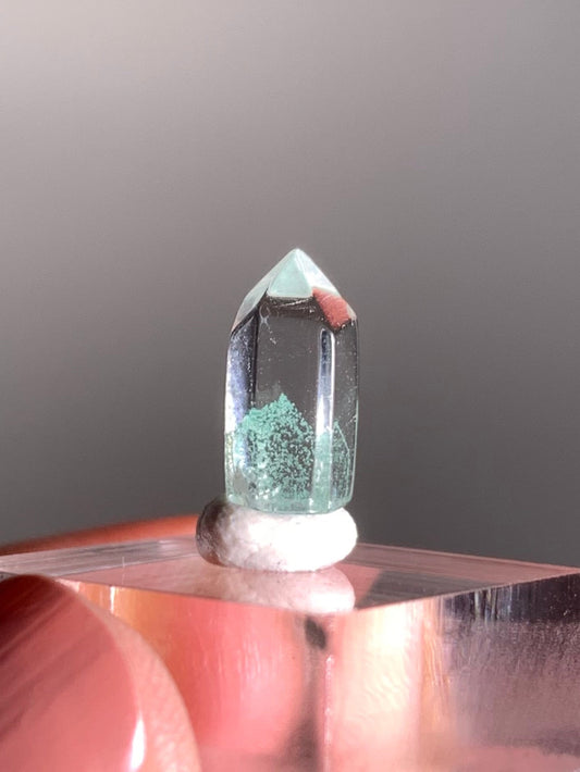 Polished Phantom Quartz Tower with Rare Tiffany Blue Color from Madagascar