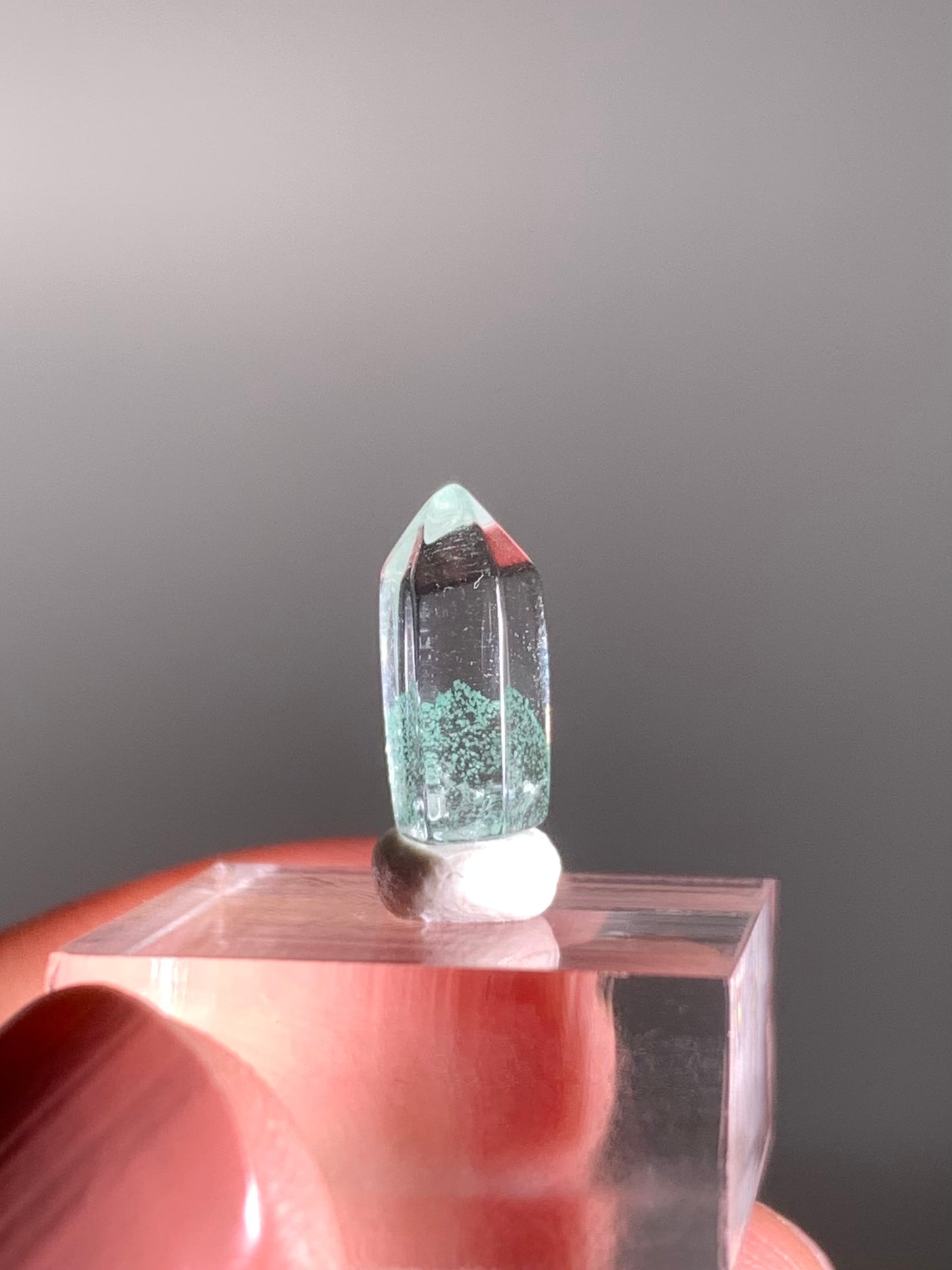 Polished Phantom Quartz Tower with Rare Tiffany Blue Color from Madagascar