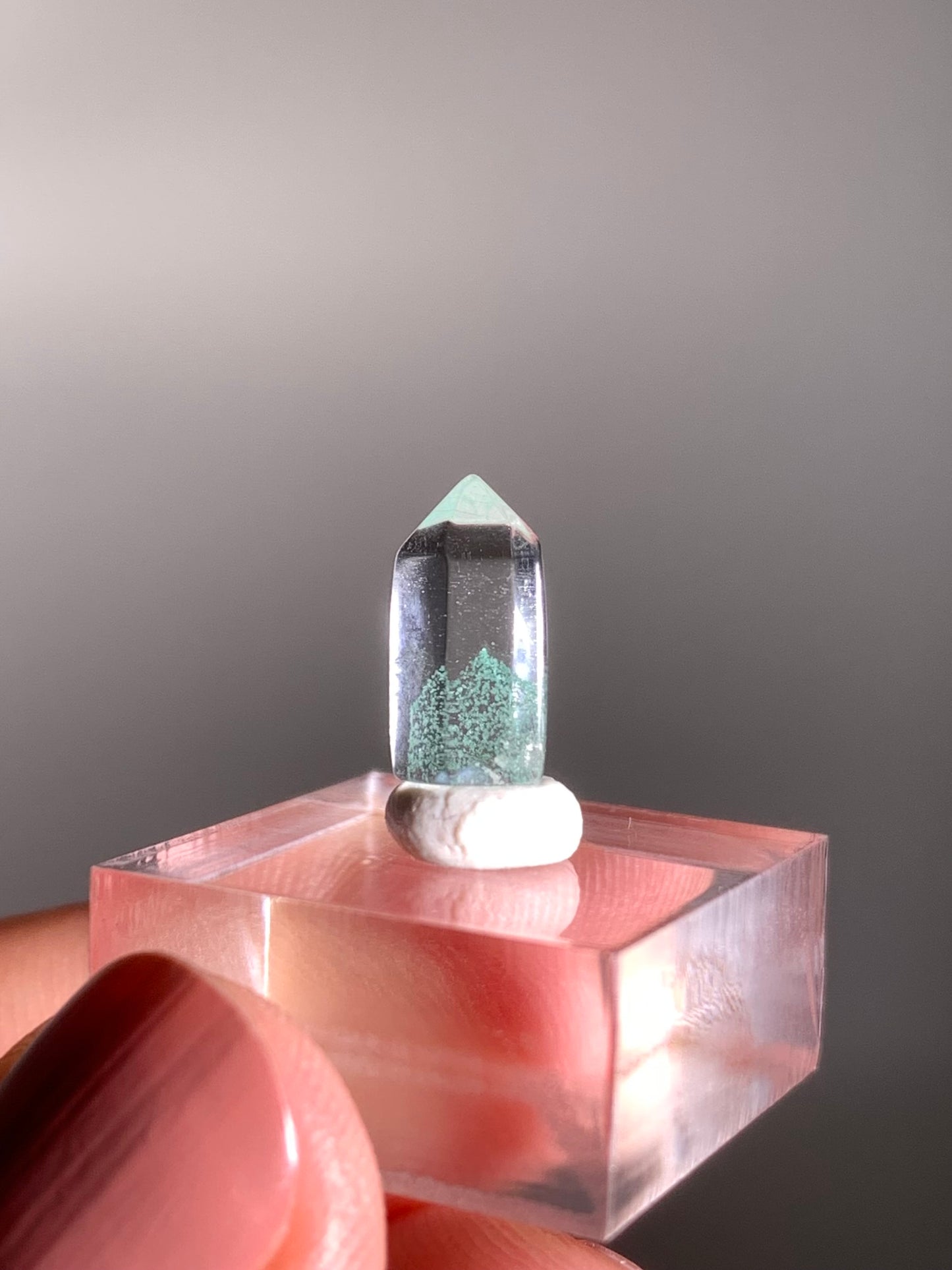 Polished Phantom Quartz Tower with Rare Tiffany Blue Color from Madagascar