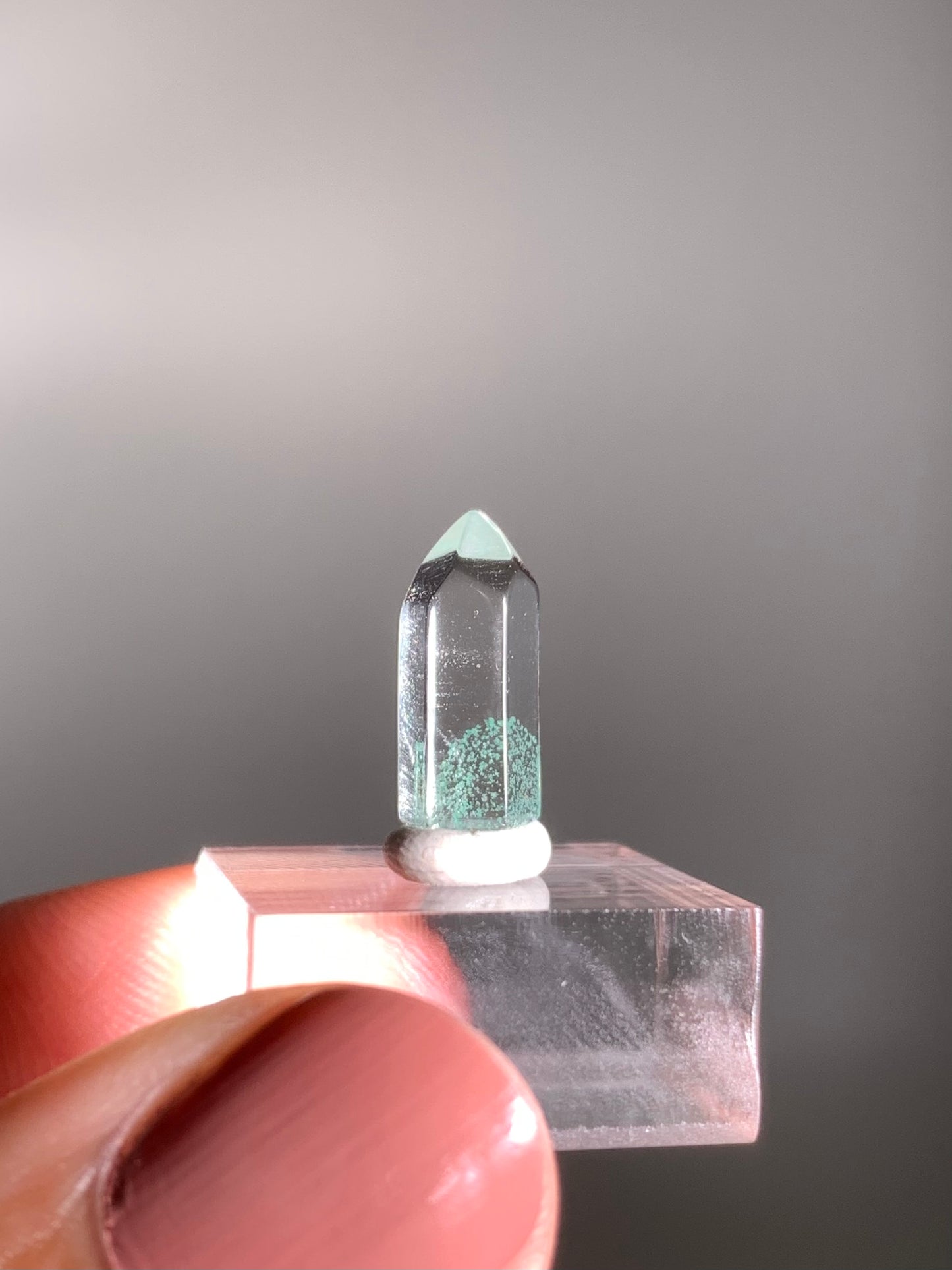 Polished Phantom Quartz Tower with Rare Tiffany Blue Color from Madagascar