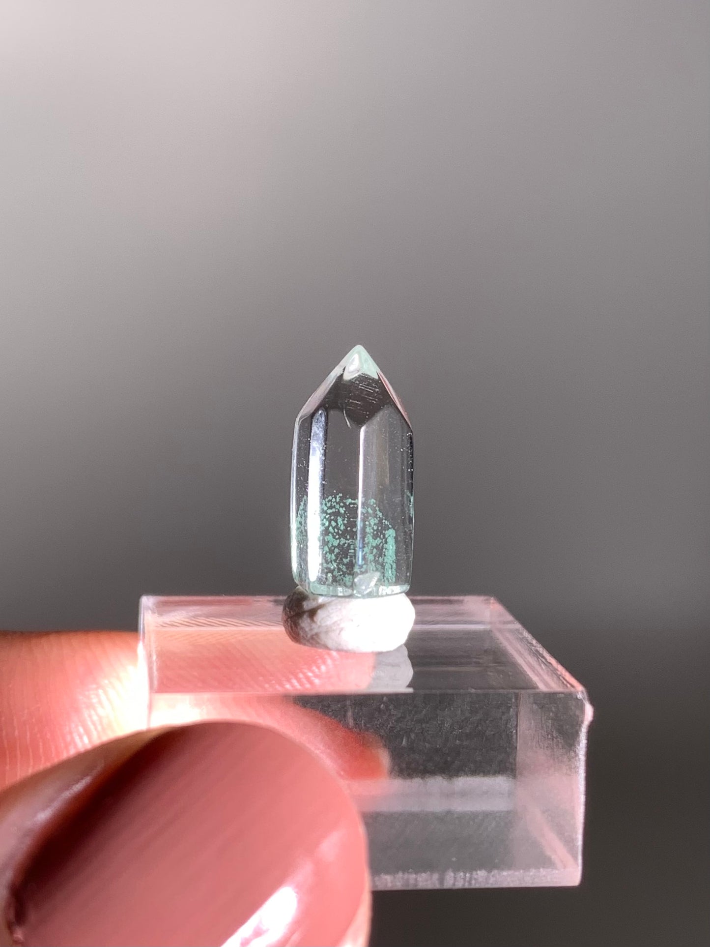 Polished Phantom Quartz Tower with Rare Tiffany Blue Color from Madagascar