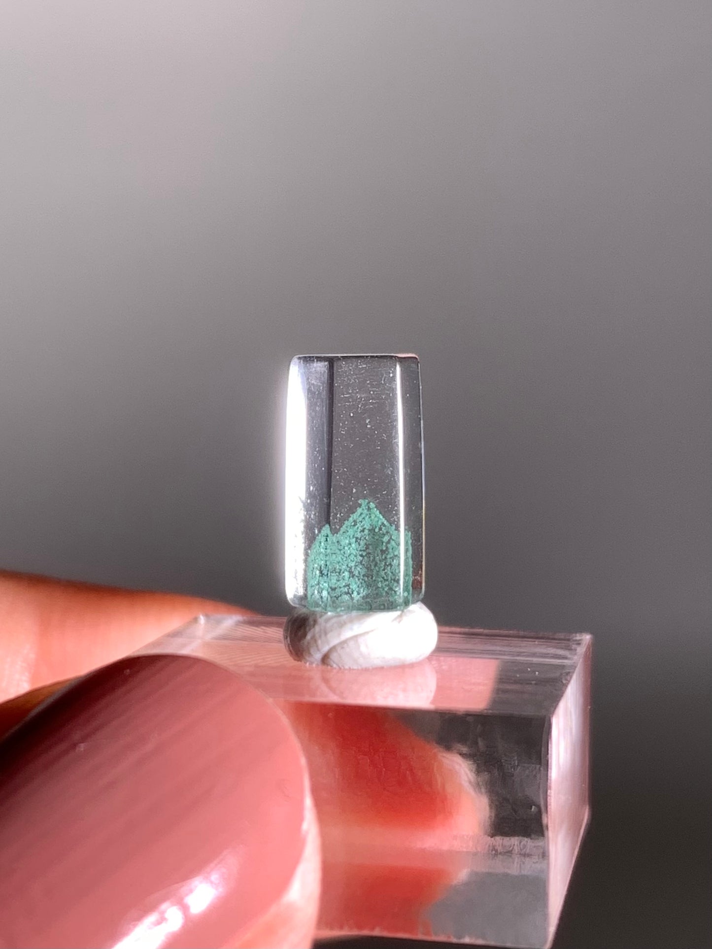 Polished Phantom Quartz Tower with Rare Tiffany Blue Color from Madagascar