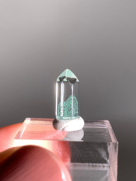Polished Phantom Quartz Tower with Rare Tiffany Blue Color from Madagascar