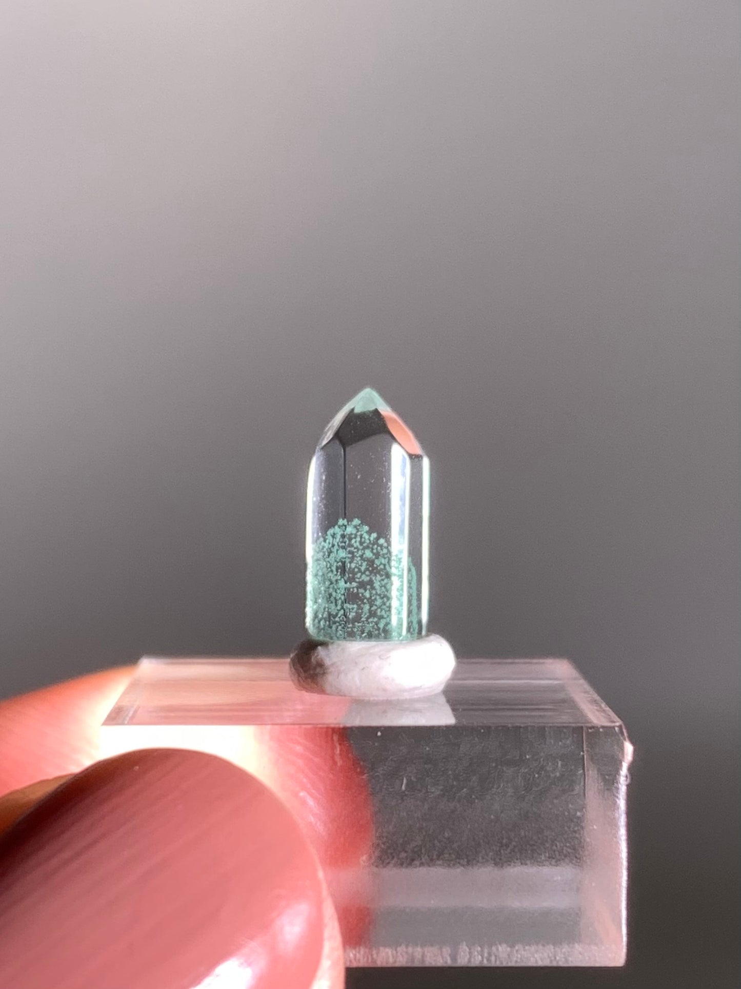 Polished Phantom Quartz Tower with Rare Tiffany Blue Color from Madagascar