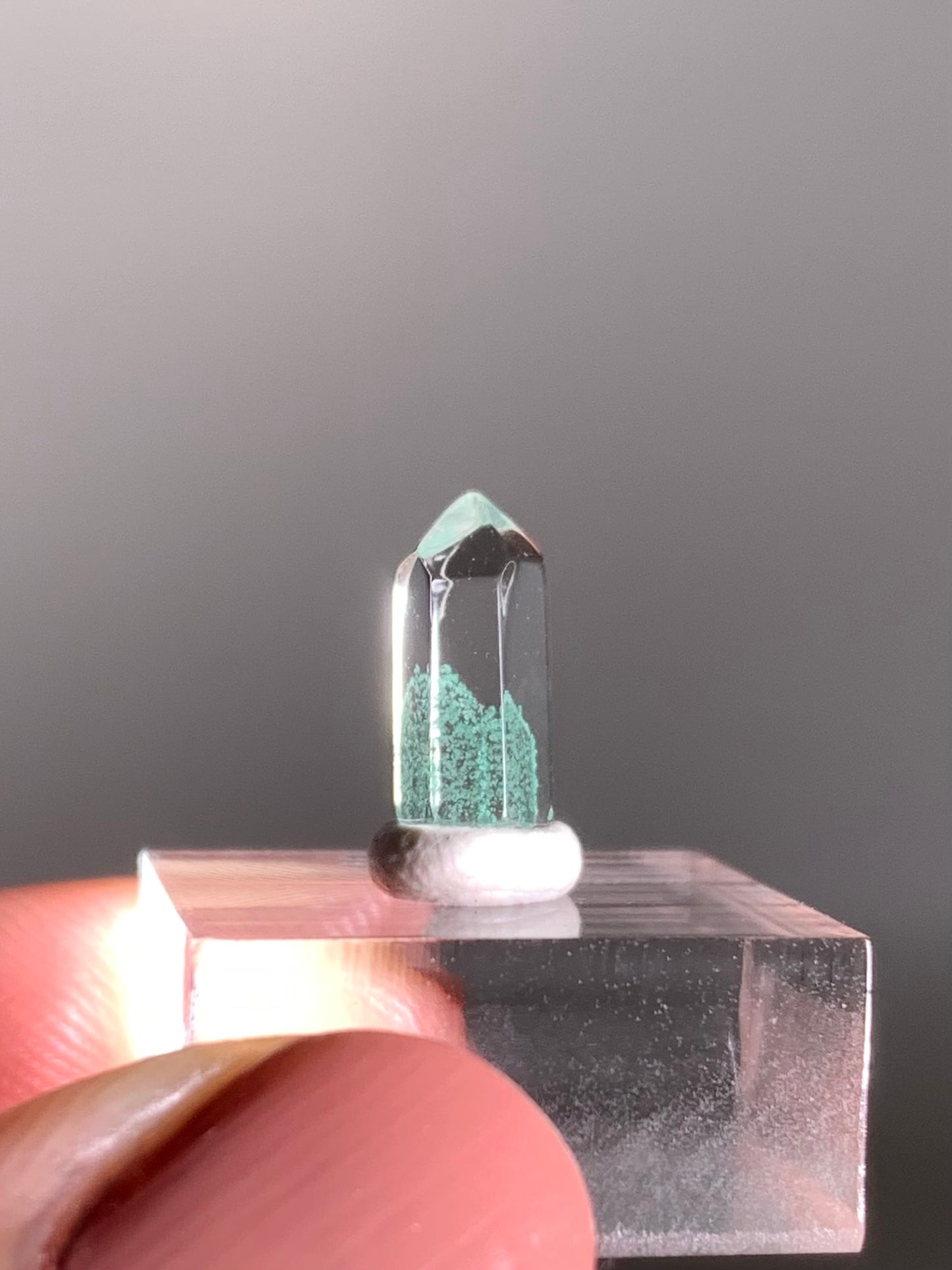Polished Phantom Quartz Tower with Rare Tiffany Blue Color from Madagascar