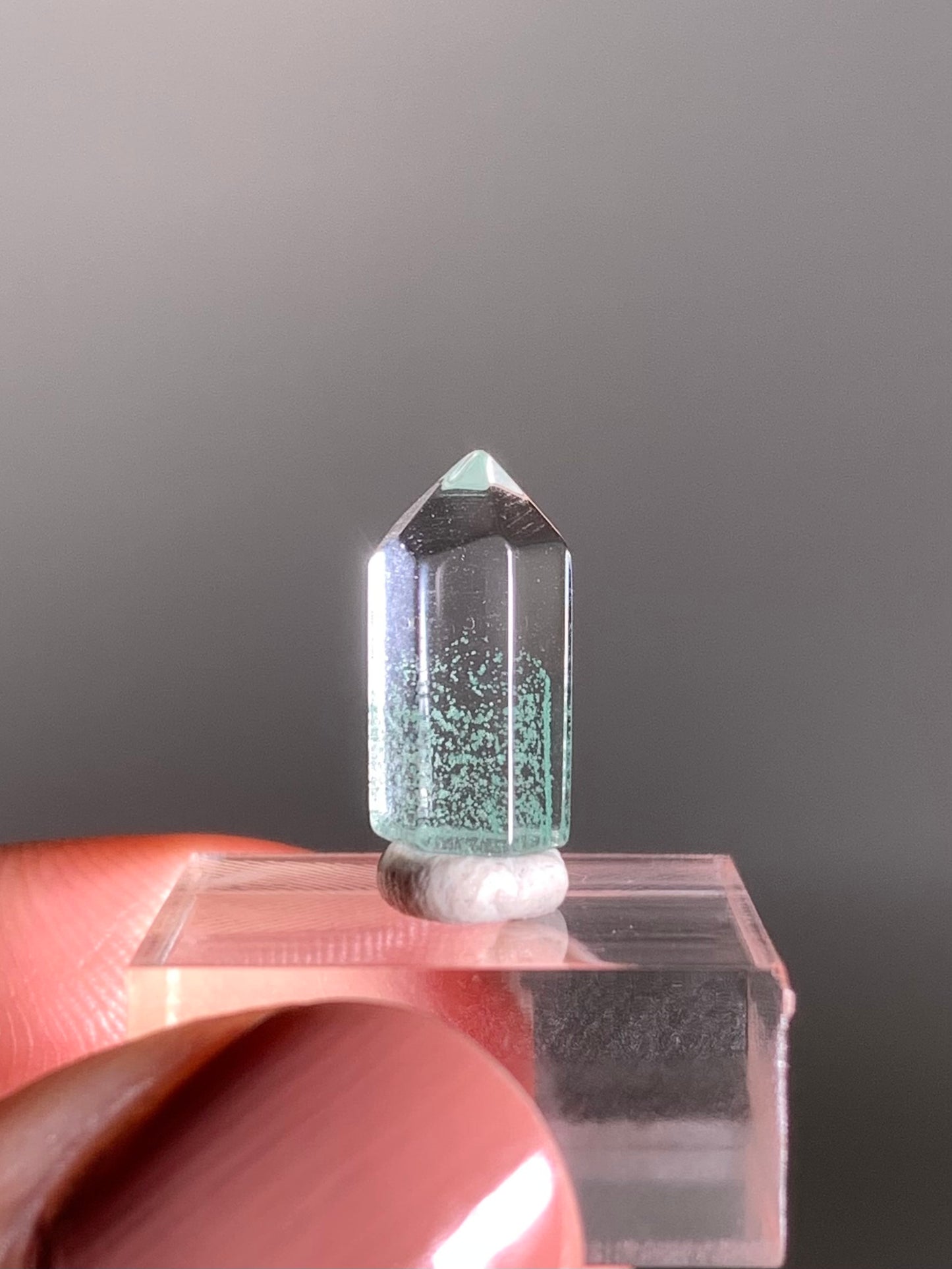 Polished Phantom Quartz Tower with Rare Tiffany Blue Color from Madagascar