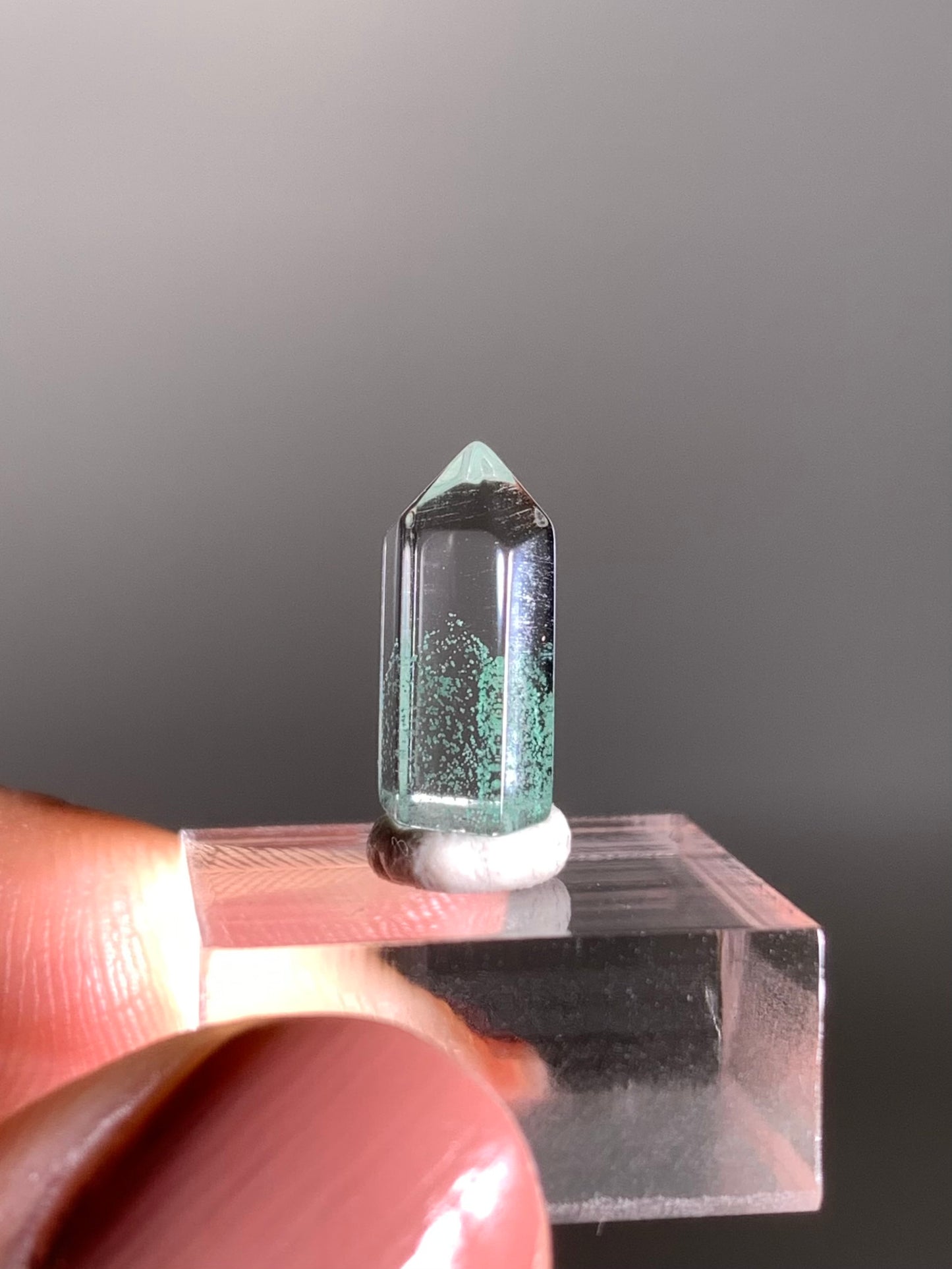 Polished Phantom Quartz Tower with Rare Tiffany Blue Color from Madagascar