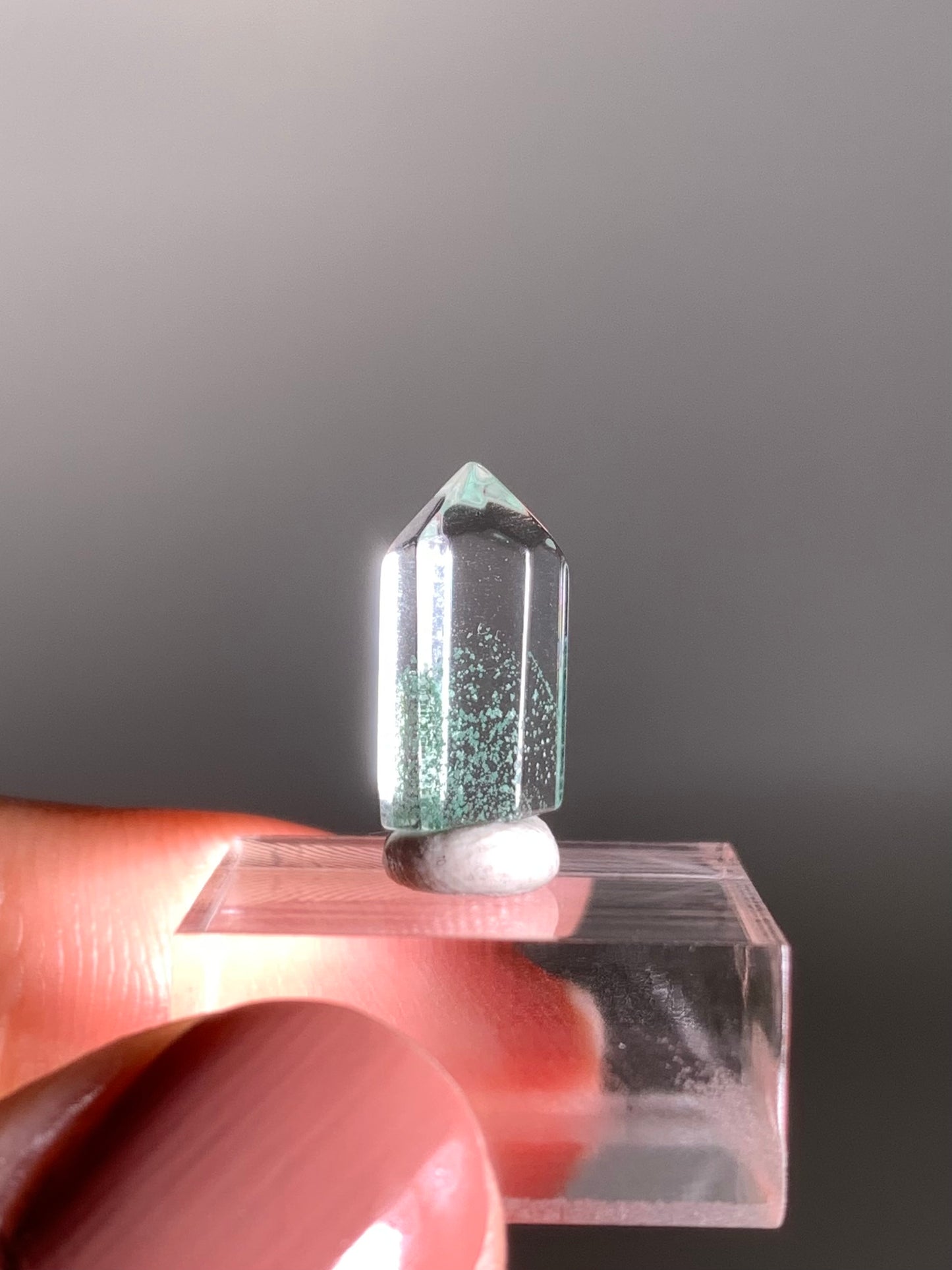 Polished Phantom Quartz Tower with Rare Tiffany Blue Color from Madagascar