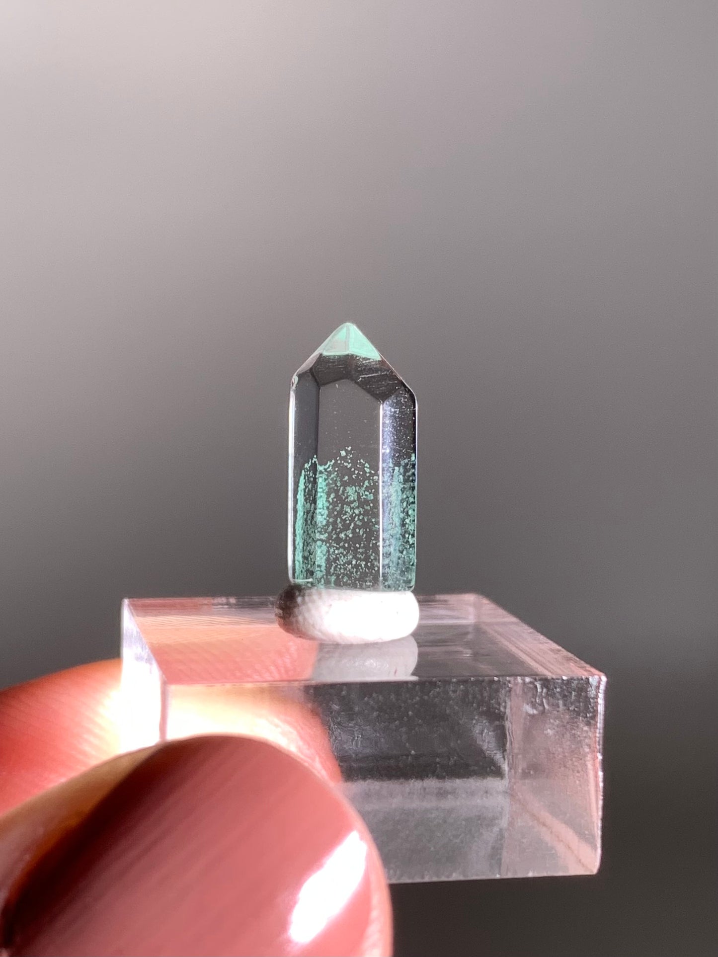 Polished Phantom Quartz Tower with Rare Tiffany Blue Color from Madagascar