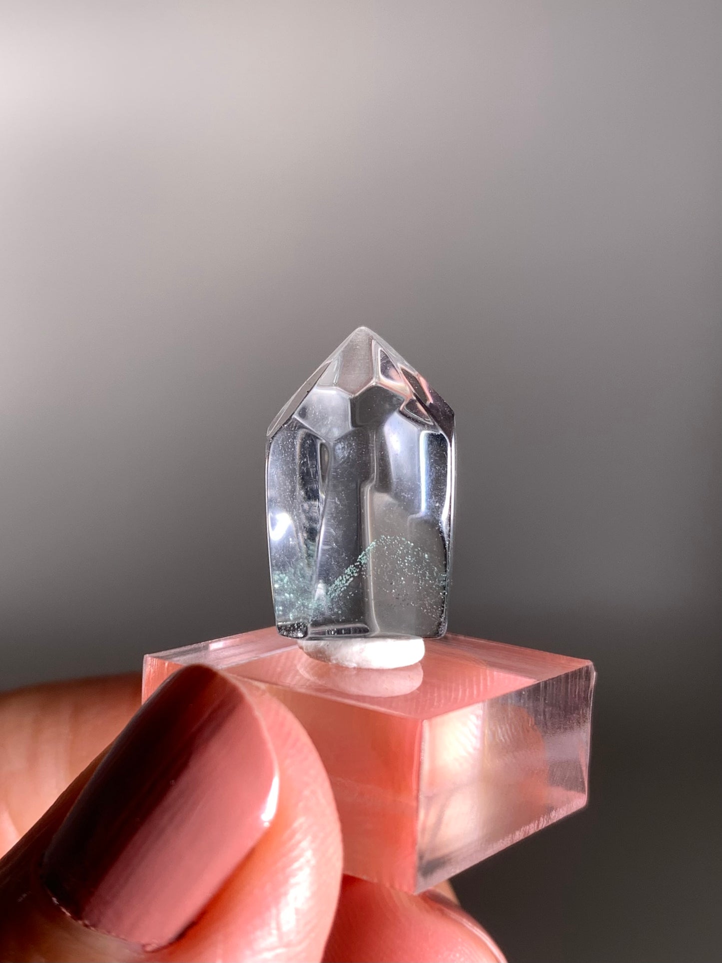 Polished Phantom Quartz Tower with Rare Tiffany Blue Color from Madagascar