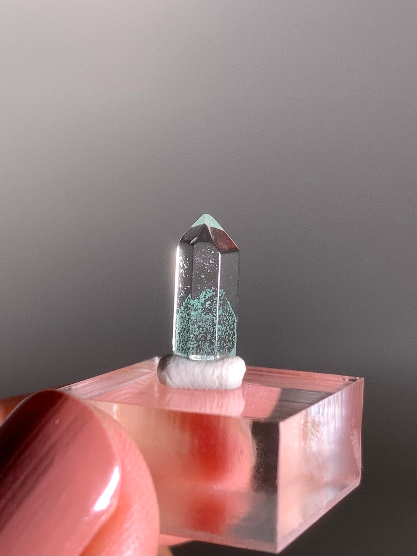 Polished Phantom Quartz Tower with Rare Tiffany Blue Color from Madagascar