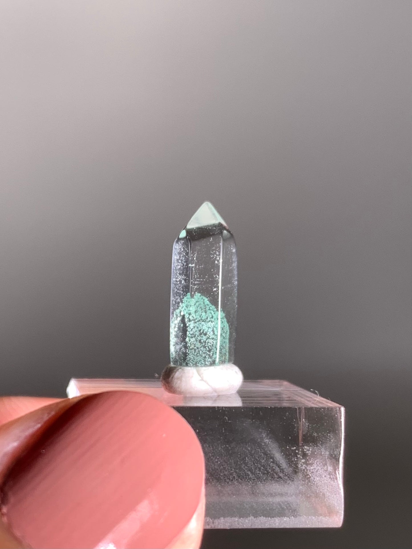 Polished Phantom Quartz Tower with Rare Tiffany Blue Color from Madagascar