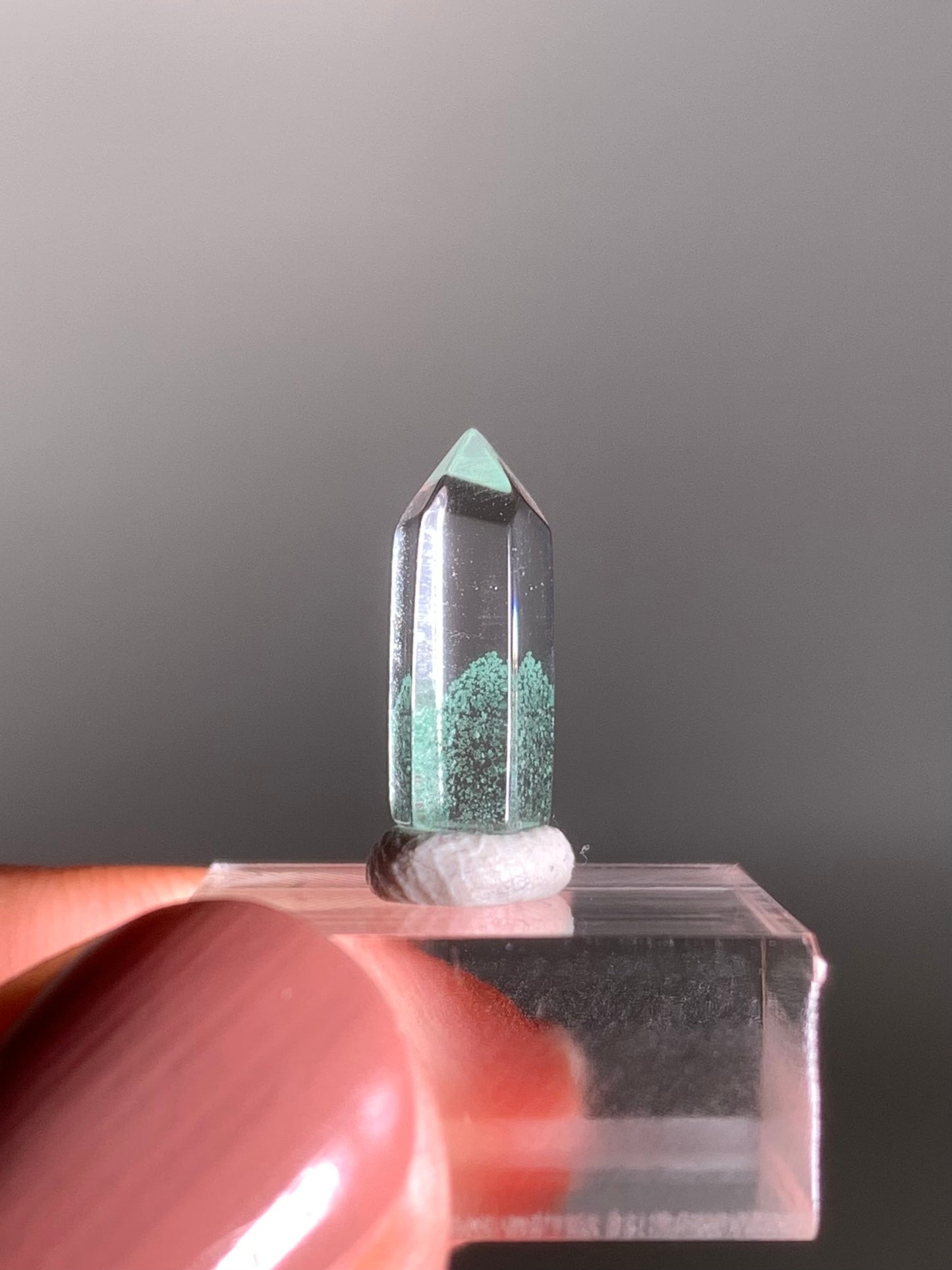 Polished Phantom Quartz Tower with Rare Tiffany Blue Color from Madagascar