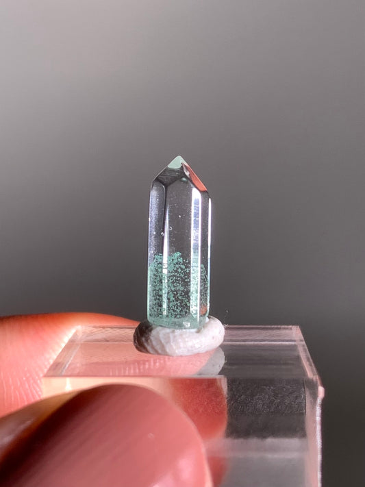Polished Phantom Quartz Tower with Rare Tiffany Blue Color from Madagascar