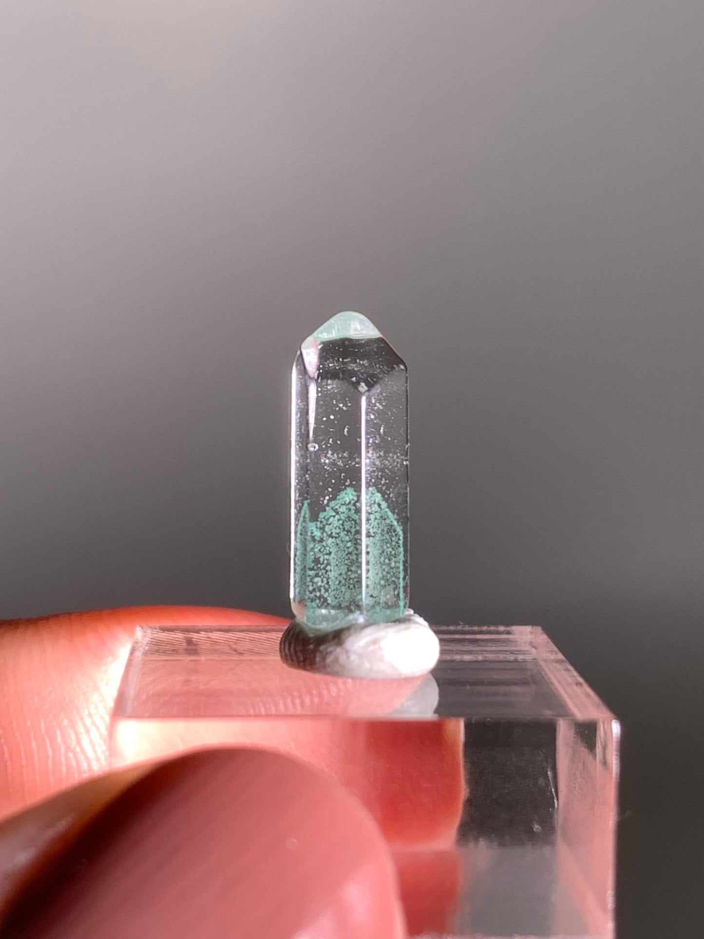 Polished Phantom Quartz Tower with Rare Tiffany Blue Color from Madagascar