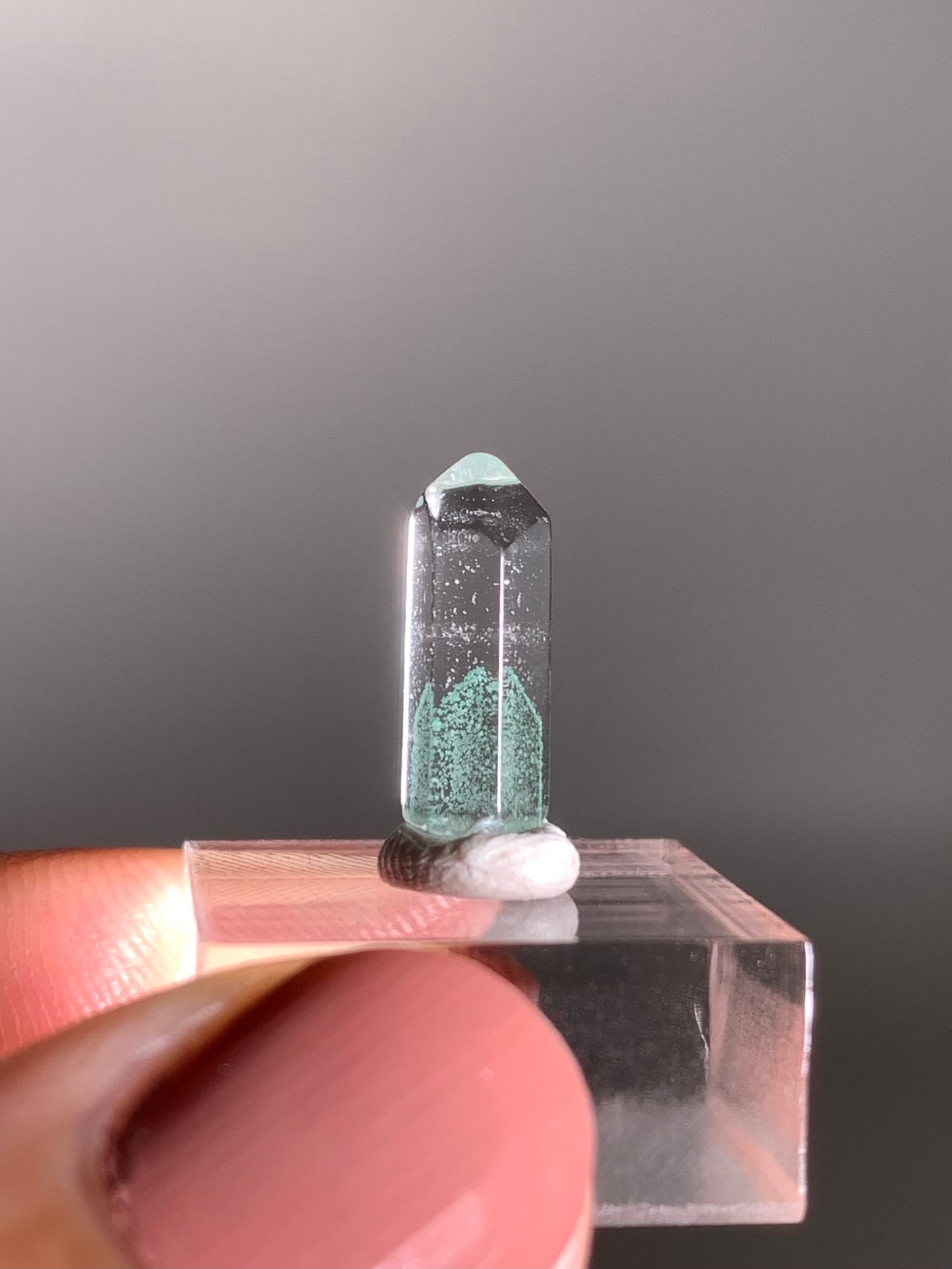 Polished Phantom Quartz Tower with Rare Tiffany Blue Color from Madagascar