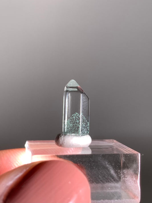 Polished Phantom Quartz Tower with Rare Tiffany Blue Color from Madagascar