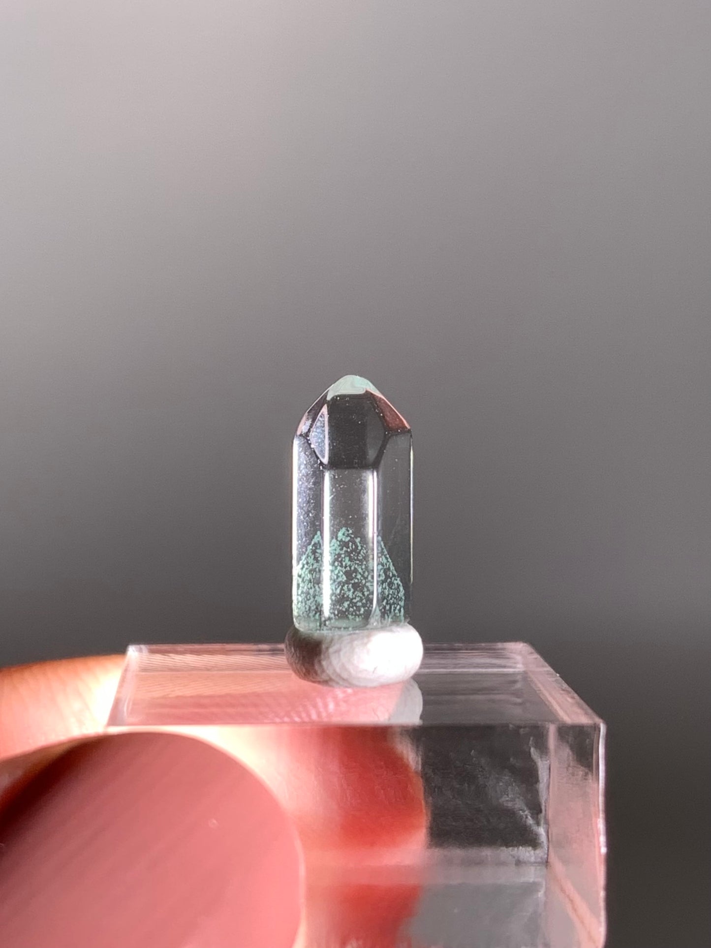 Polished Phantom Quartz Tower with Rare Tiffany Blue Color from Madagascar