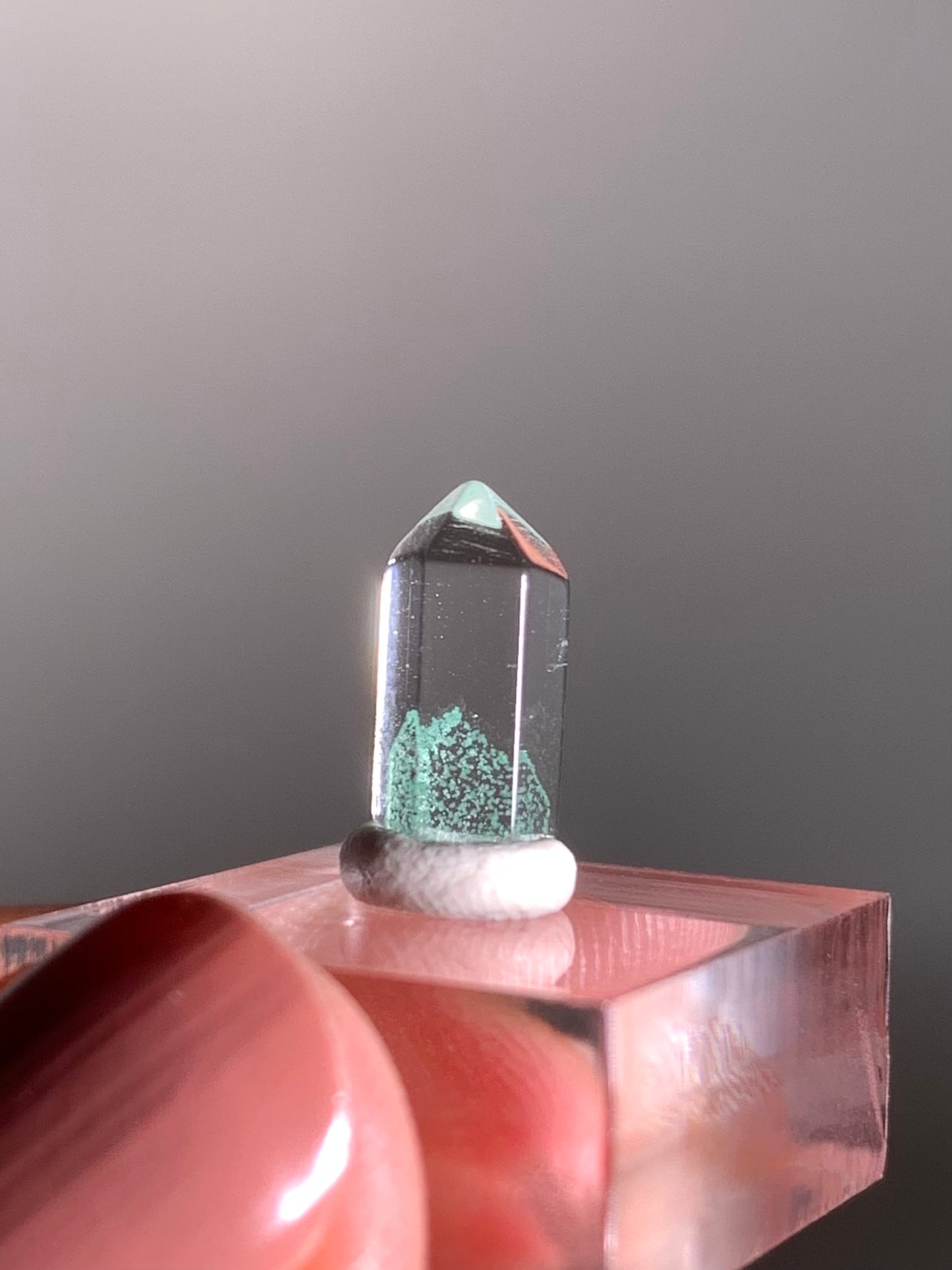 Polished Phantom Quartz Tower with Rare Tiffany Blue Color from Madagascar