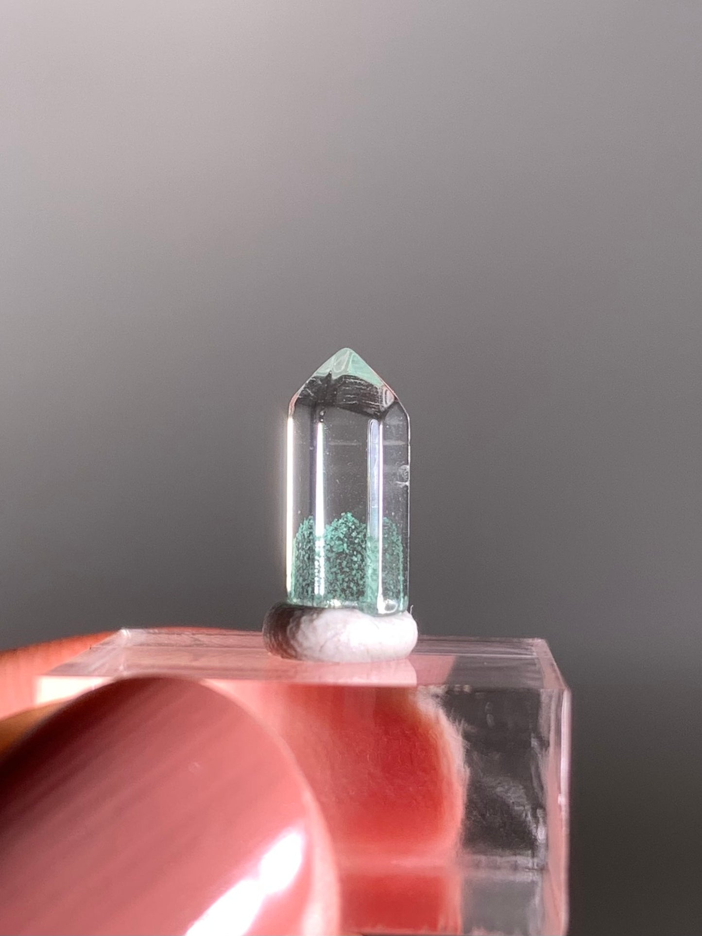 Polished Phantom Quartz Tower with Rare Tiffany Blue Color from Madagascar