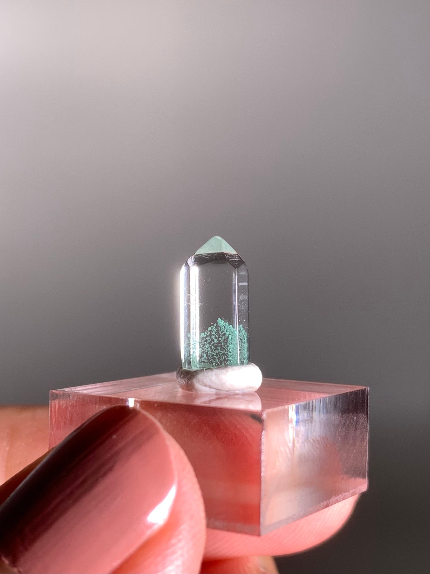 Polished Phantom Quartz Tower with Rare Tiffany Blue Color from Madagascar