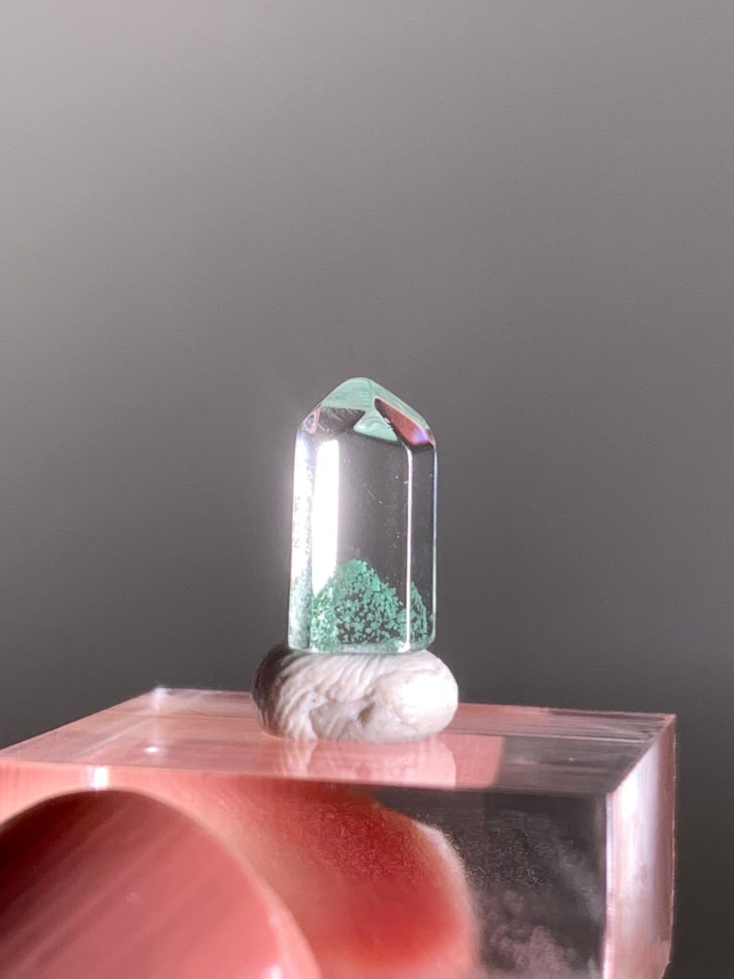 Polished Phantom Quartz Tower with Rare Tiffany Blue Color from Madagascar