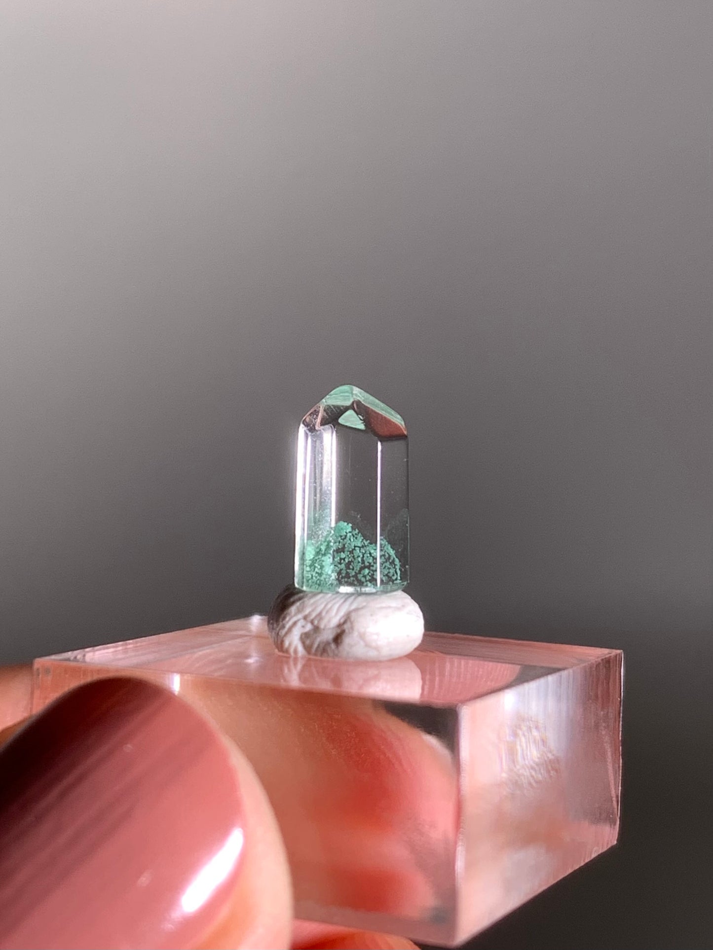 Polished Phantom Quartz Tower with Rare Tiffany Blue Color from Madagascar