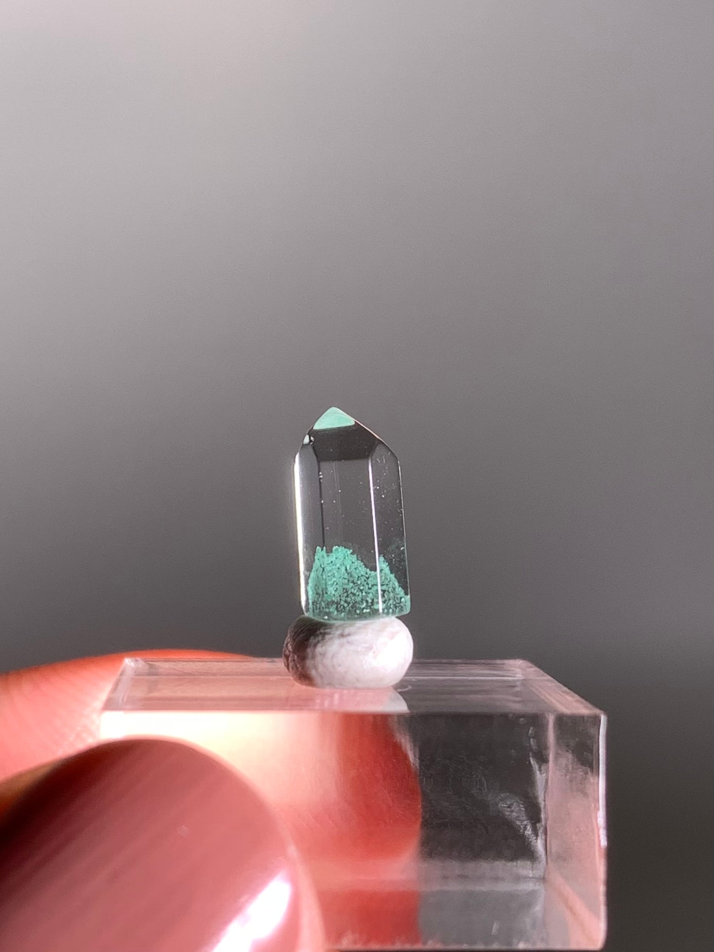 Polished Phantom Quartz Tower with Rare Tiffany Blue Color from Madagascar