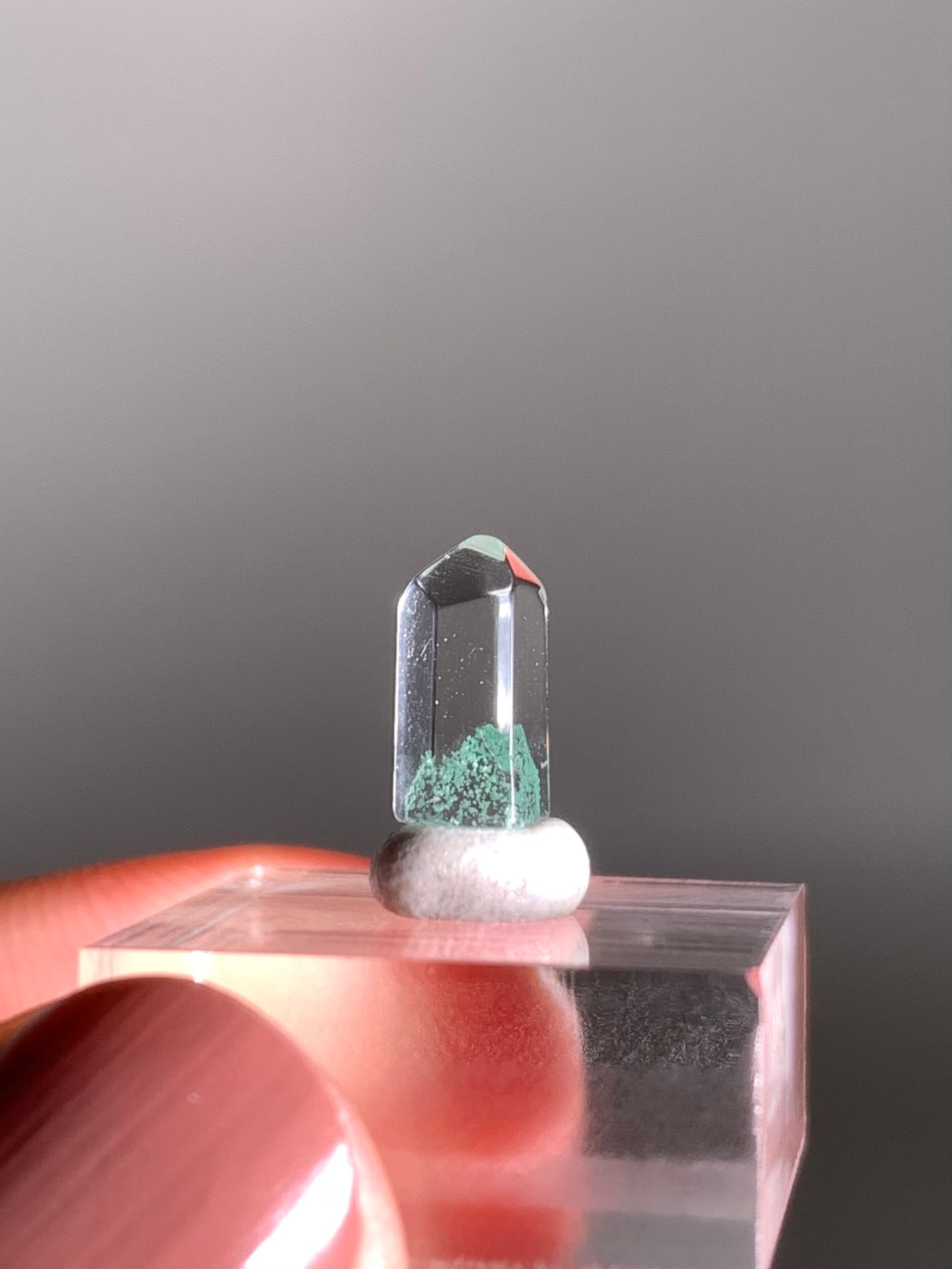 Polished Phantom Quartz Tower with Rare Tiffany Blue Color from Madagascar