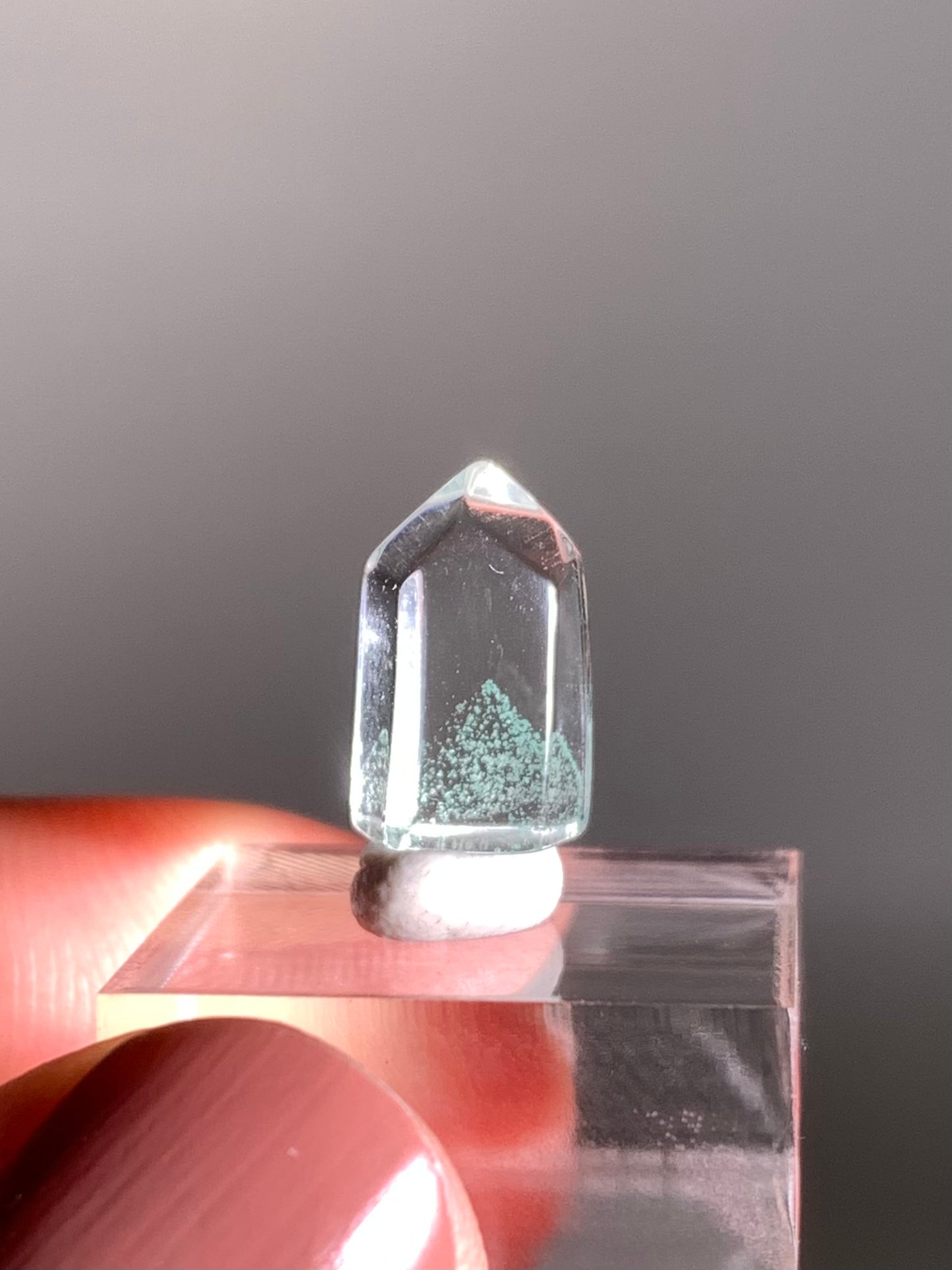 Polished Phantom Quartz Tower with Rare Tiffany Blue Color from Madagascar
