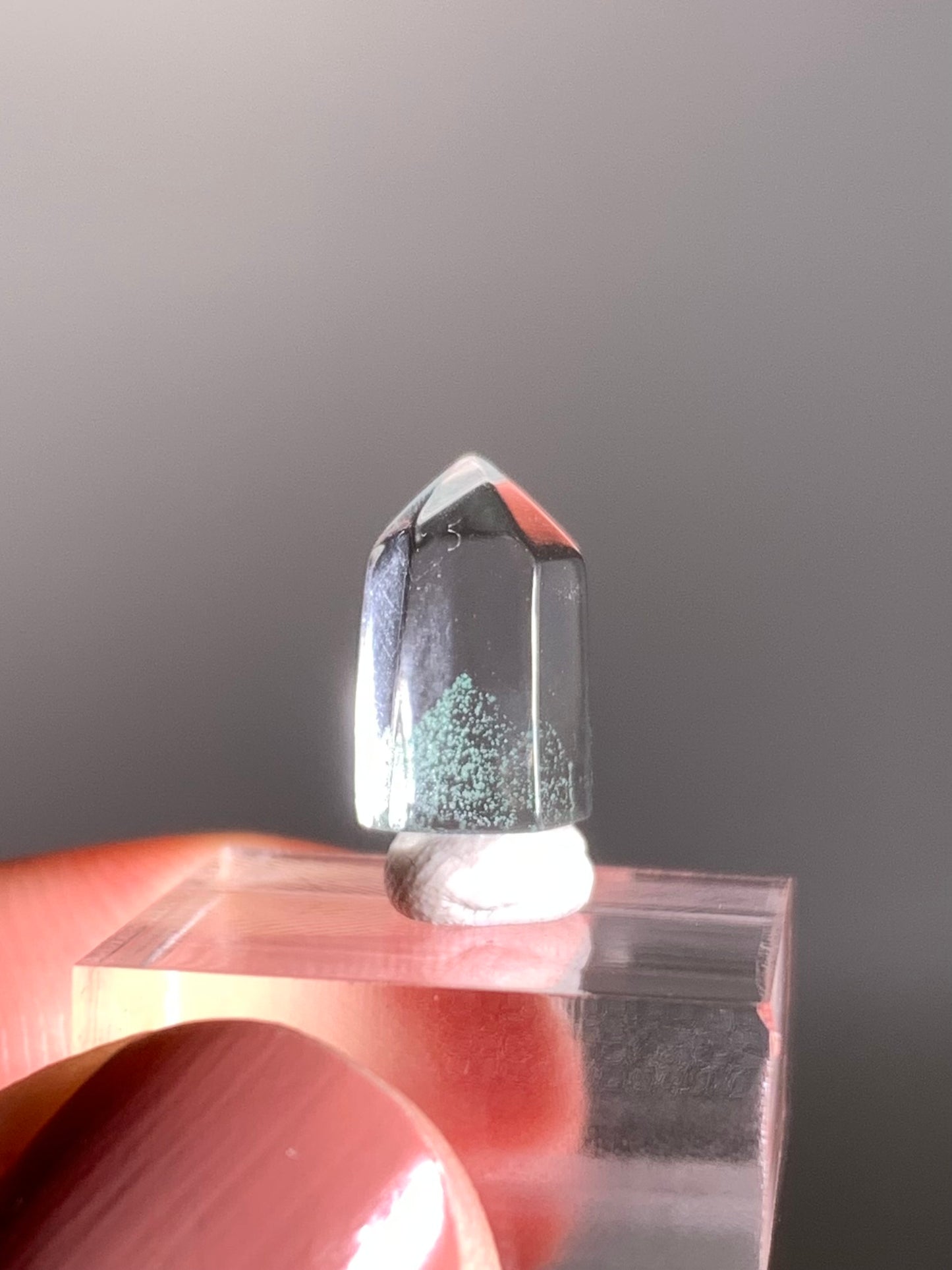 Polished Phantom Quartz Tower with Rare Tiffany Blue Color from Madagascar