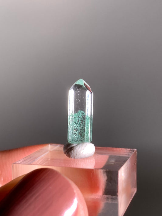 Polished Phantom Quartz Tower with Rare Tiffany Blue Color from Madagascar