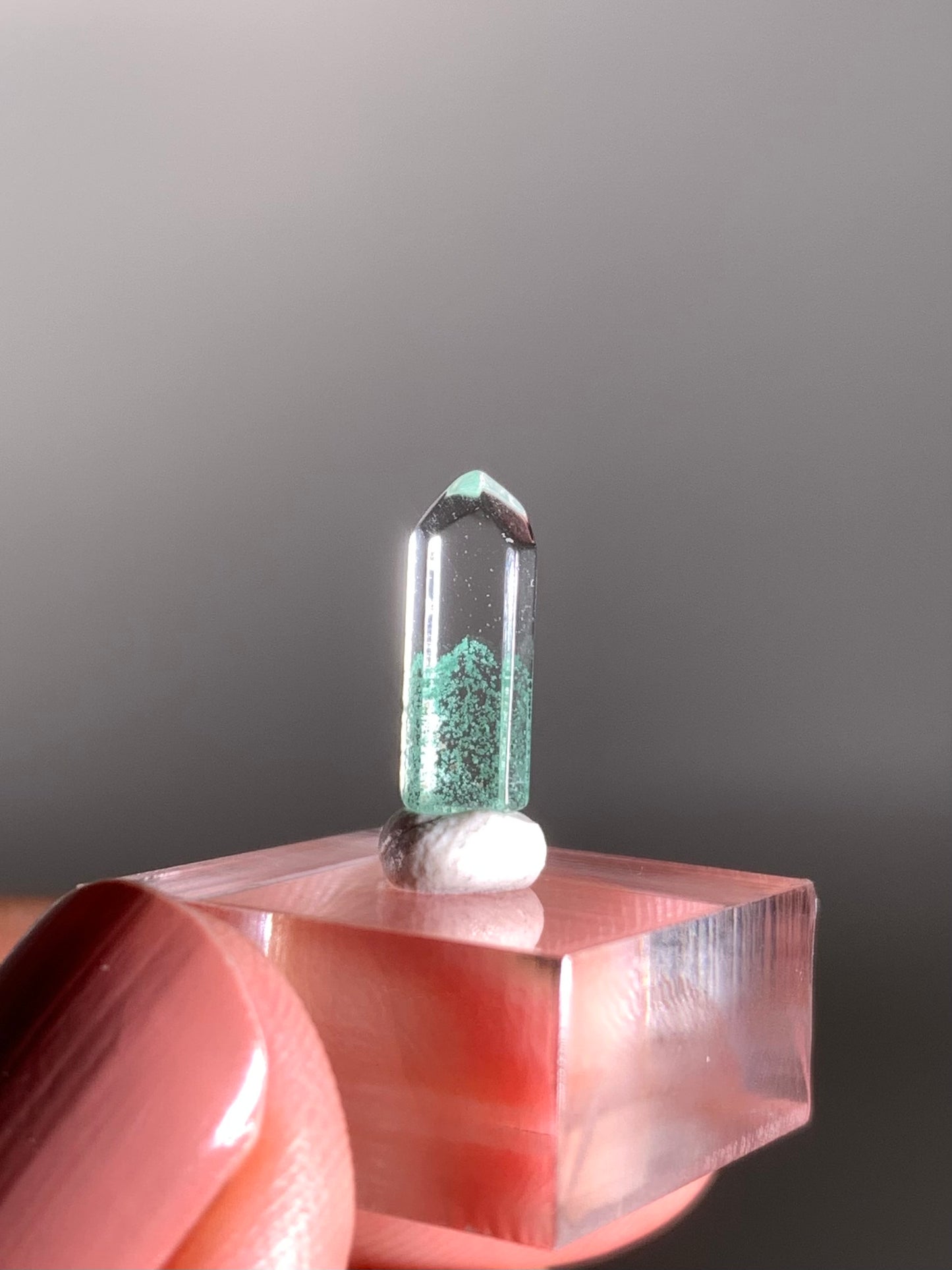 Polished Phantom Quartz Tower with Rare Tiffany Blue Color from Madagascar