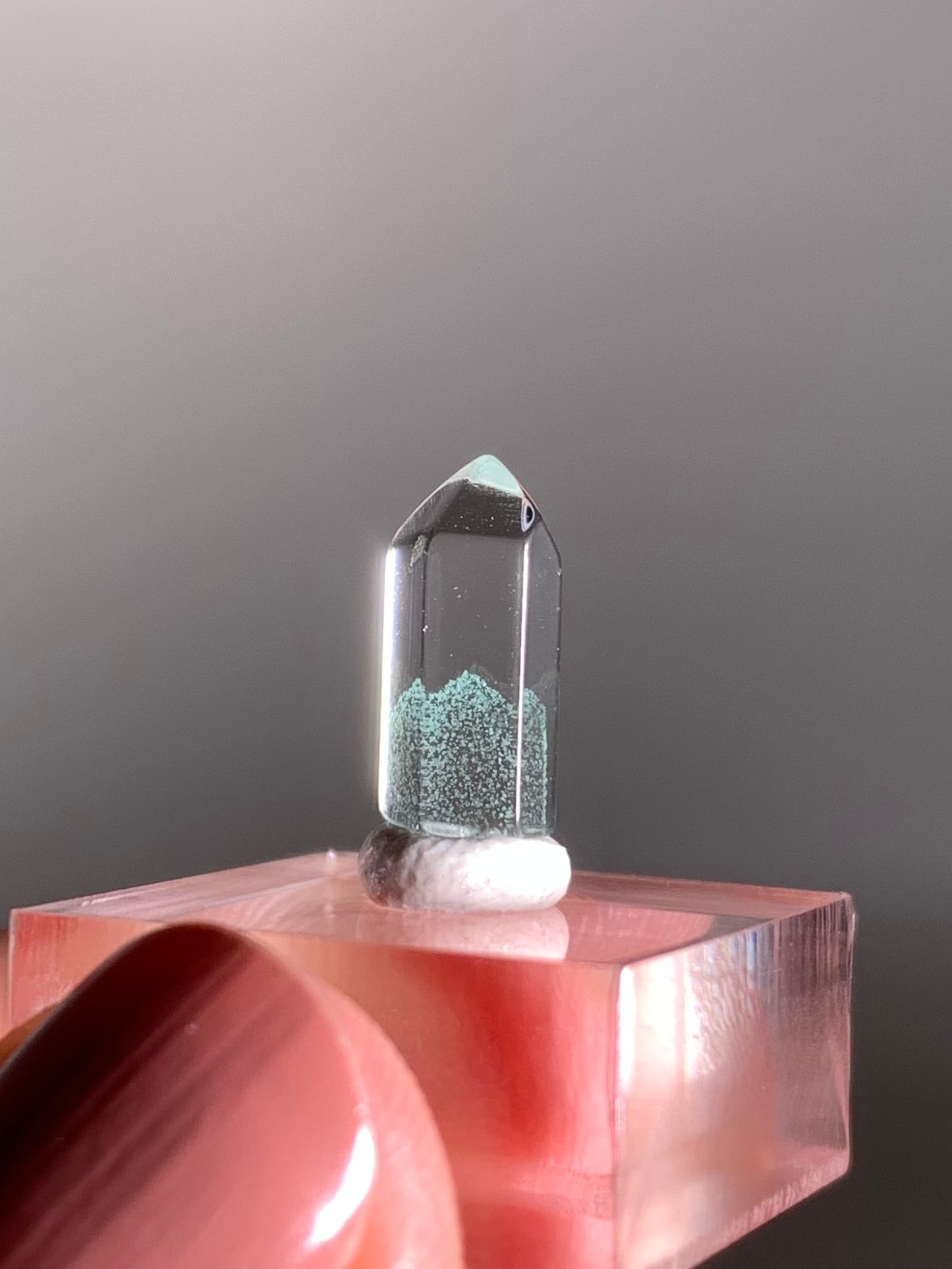 Polished Phantom Quartz Tower with Rare Tiffany Blue Color from Madagascar