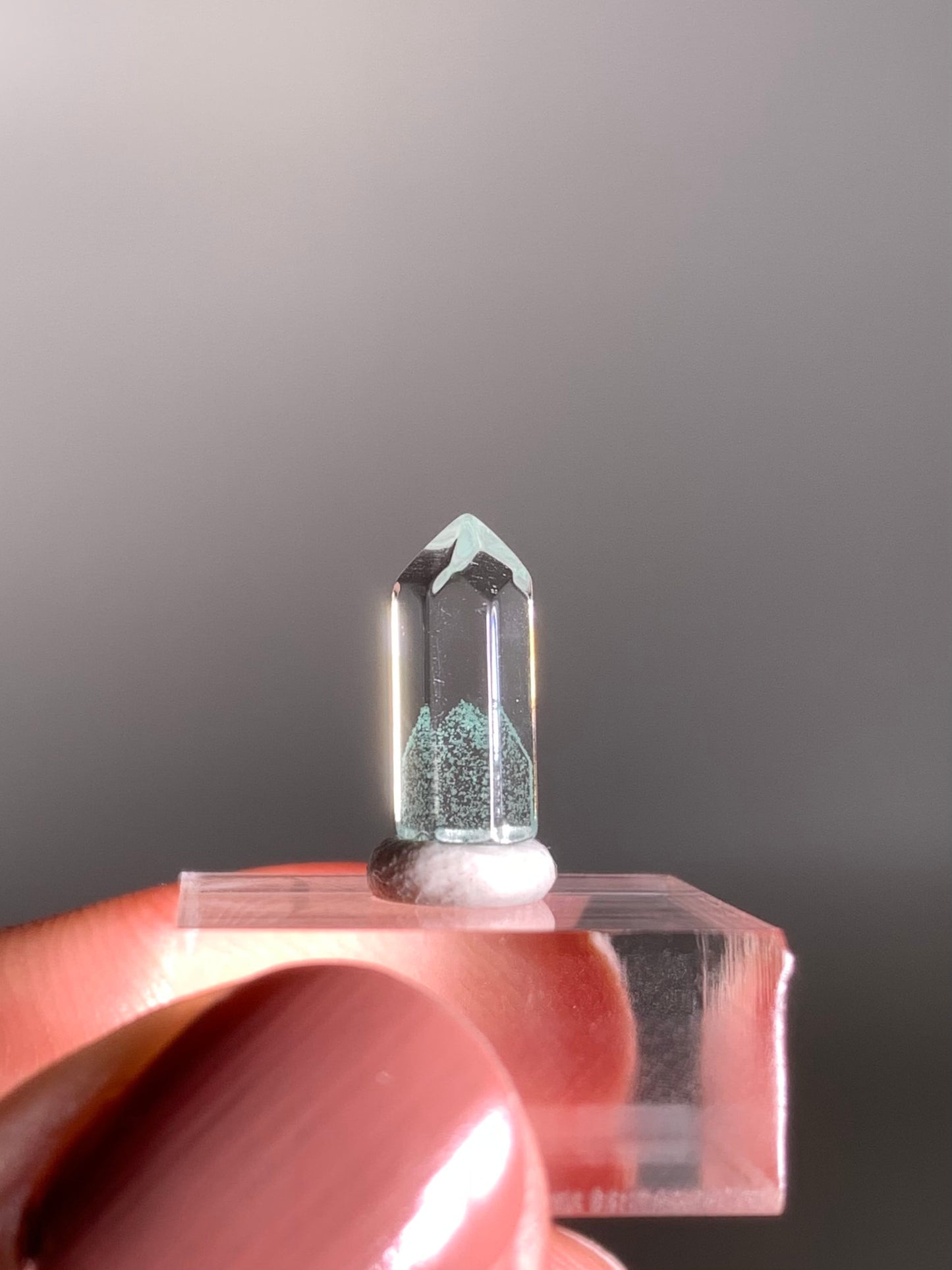 Polished Phantom Quartz Tower with Rare Tiffany Blue Color from Madagascar