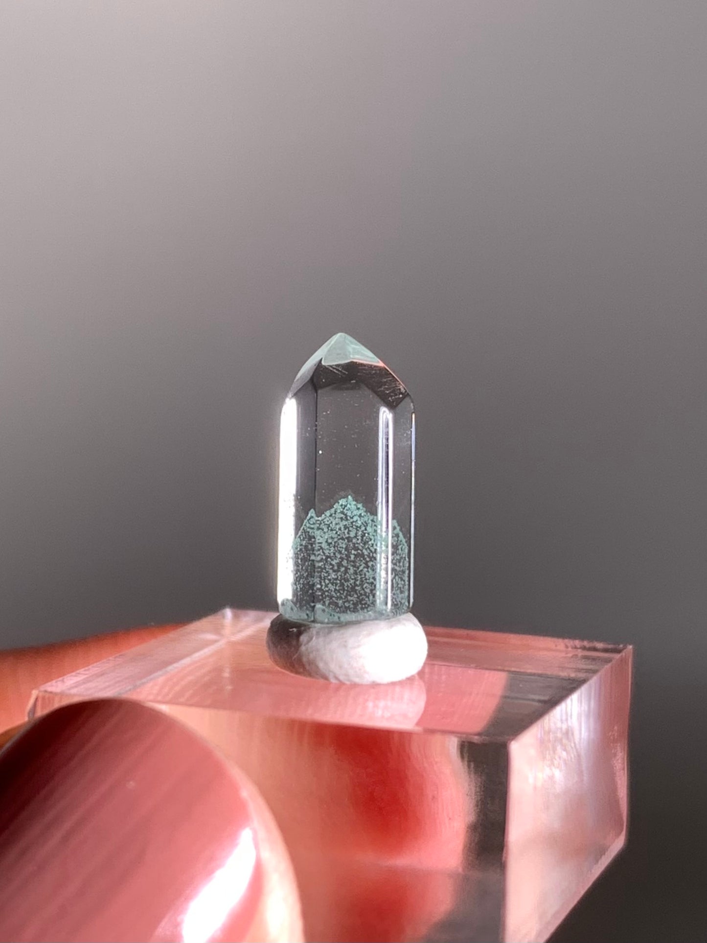 Polished Phantom Quartz Tower with Rare Tiffany Blue Color from Madagascar