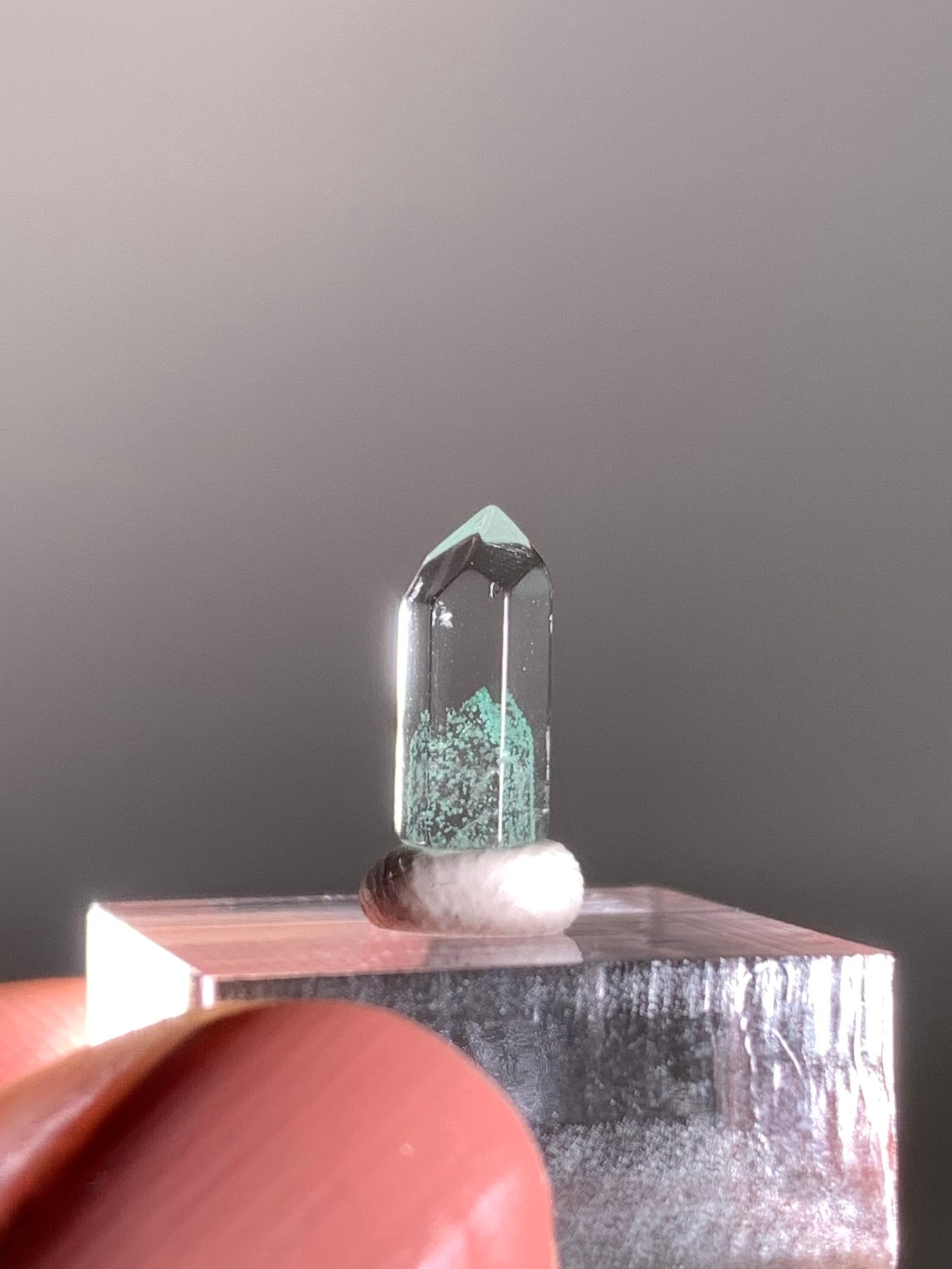 Polished Phantom Quartz Tower with Rare Tiffany Blue Color from Madagascar