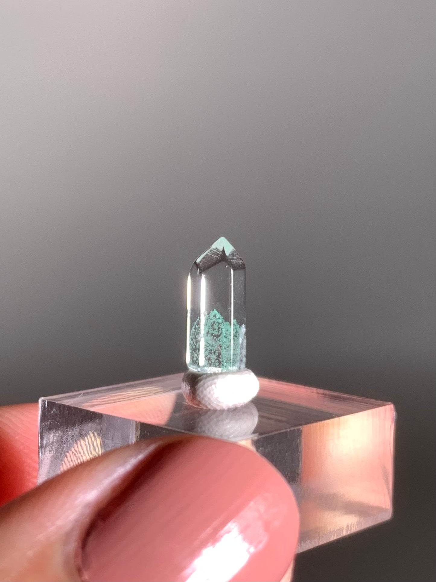 Polished Phantom Quartz Tower with Rare Tiffany Blue Color from Madagascar