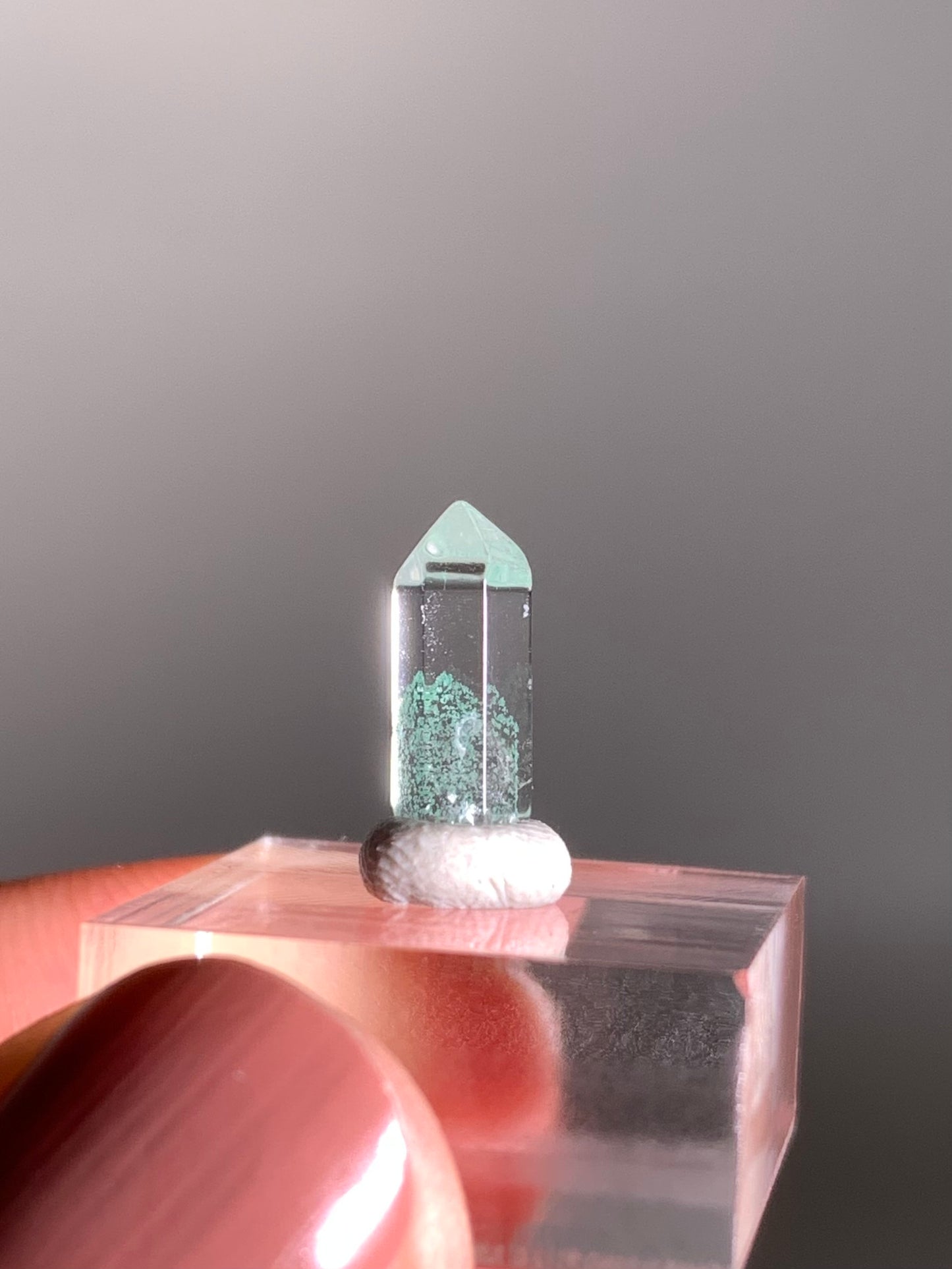 Polished Phantom Quartz Tower with Rare Tiffany Blue Color from Madagascar