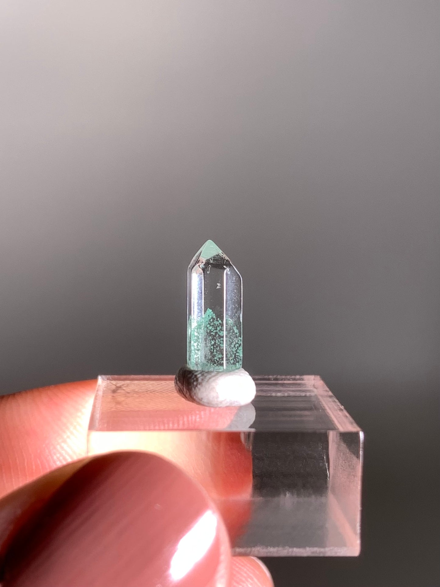 Polished Phantom Quartz Tower with Rare Tiffany Blue Color from Madagascar