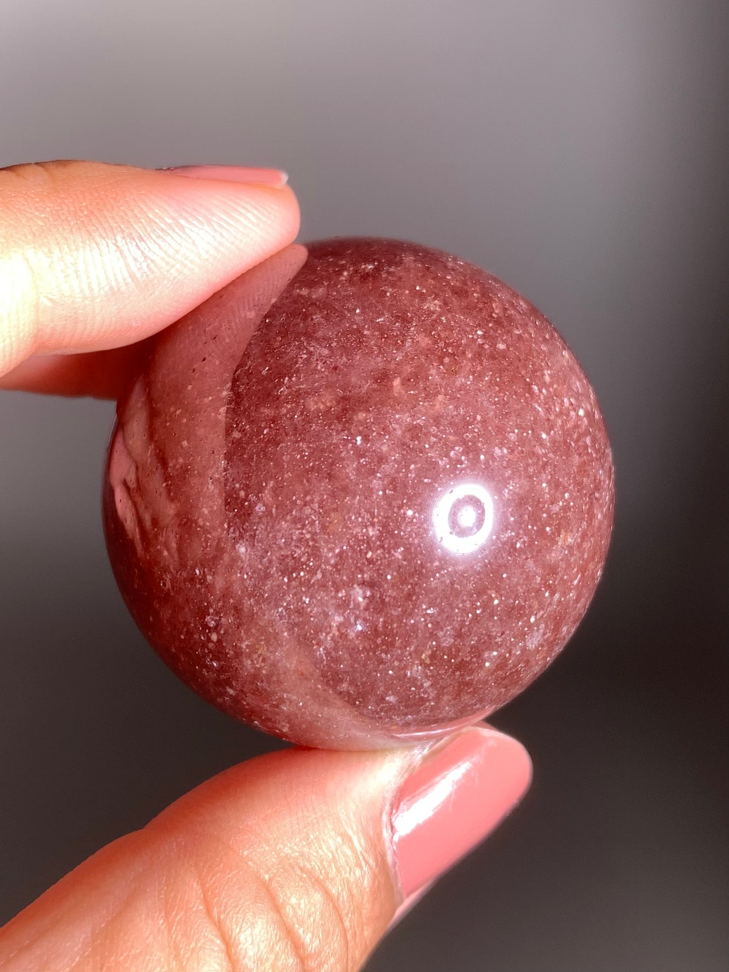 Glittery Strawberry Quartz Sphere